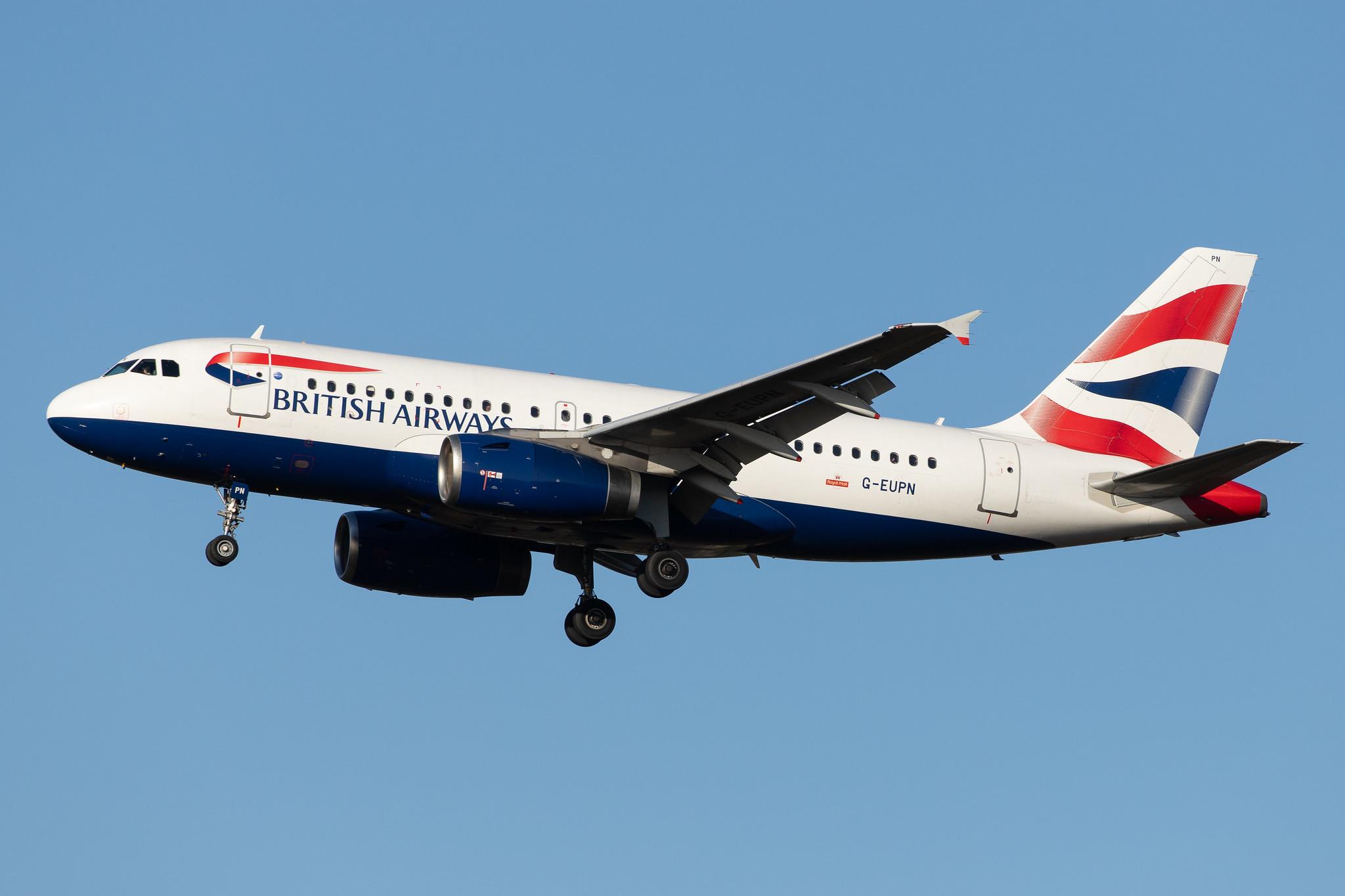 London Heathrow Airport: British Airways (BA / BAW) |  Airbus A319-131 A319 | G-EUPN | MSN 1261