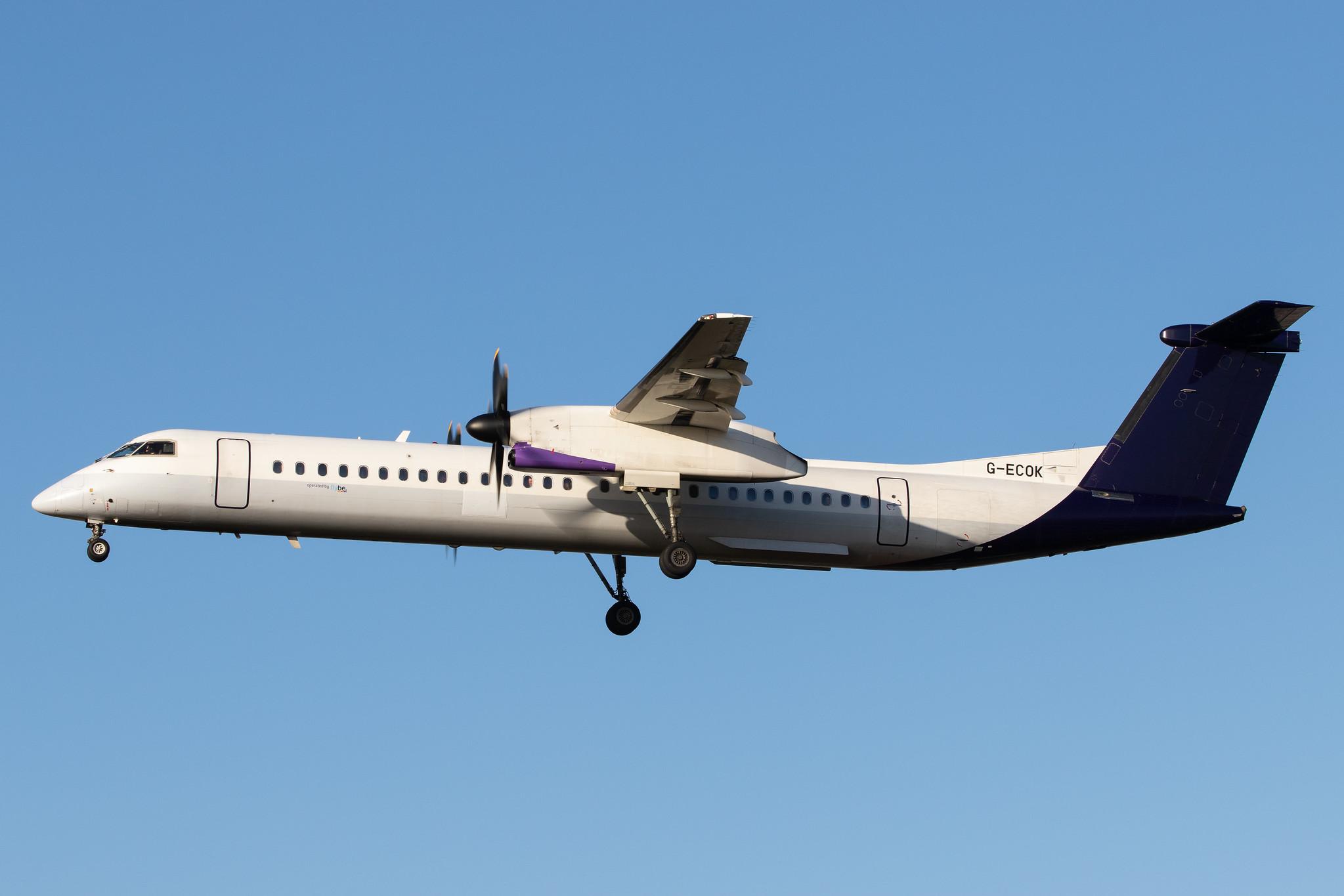 London Heathrow Airport: Flybe (BE / BEE) |  De Havilland Canada Dash 8-400 DH8D | G-ECOK | MSN 4230