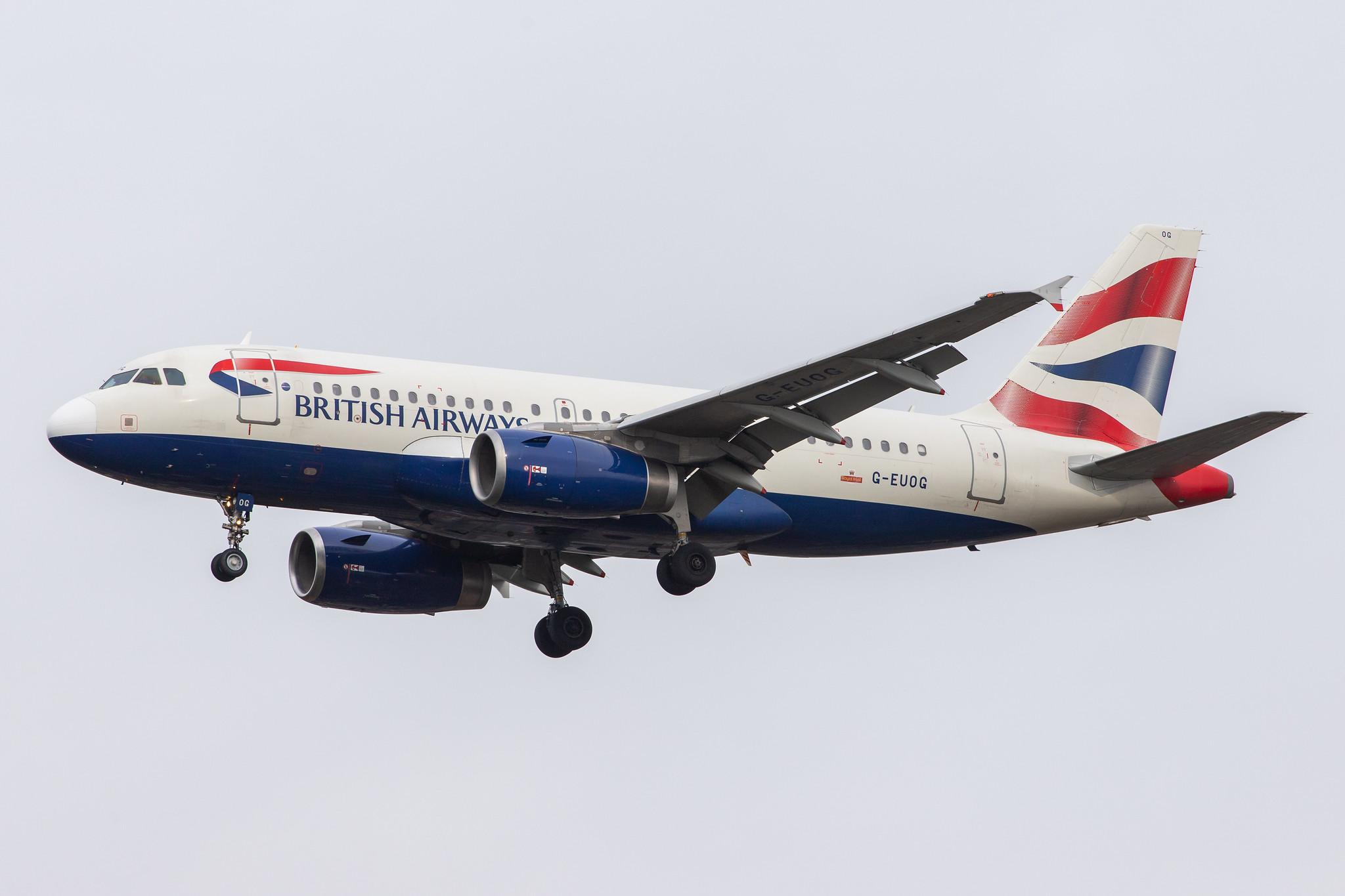 London Heathrow Airport: British Airways (BA / BAW) |  Airbus A319-131 A319 | G-EUOG | MSN 1594