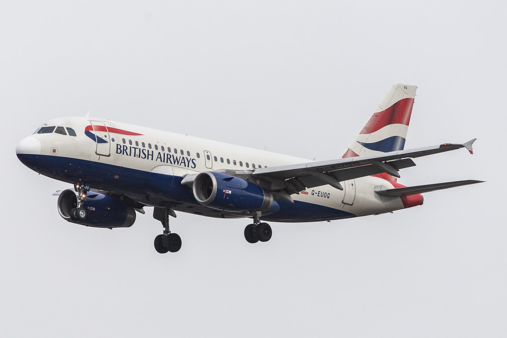 London Heathrow Airport: British Airways (BA / BAW) |  Airbus A319-131 A319 | G-EUOG | MSN 1594