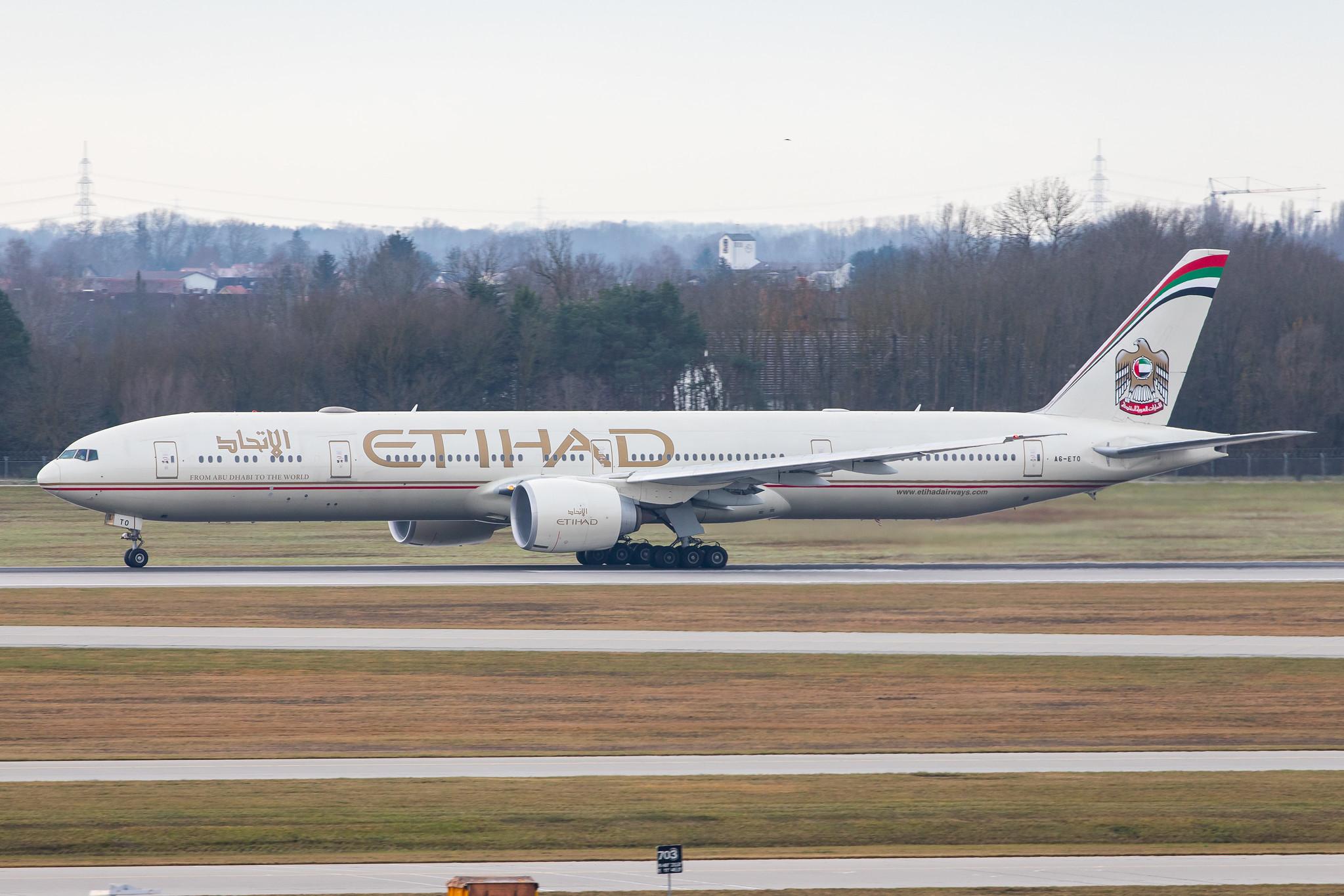 Munich Airport: Etihad Airways (EY / ETD) |  Boeing 777-3FX(ER) B77W | A6-ETO | MSN 39690