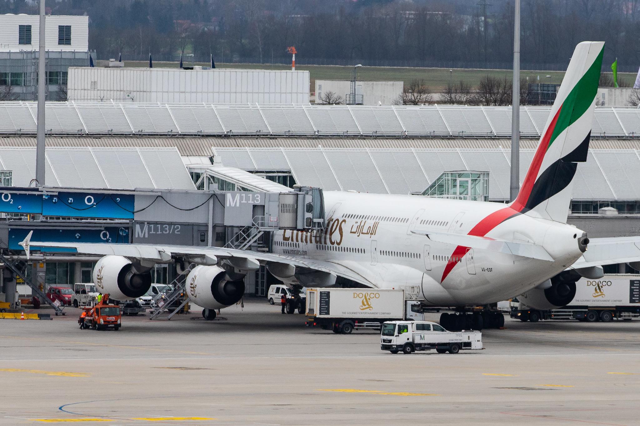 Munich Airport: Emirates (EK / UAE) |  Airbus A380-861 A388 | A6-EDF | MSN 007