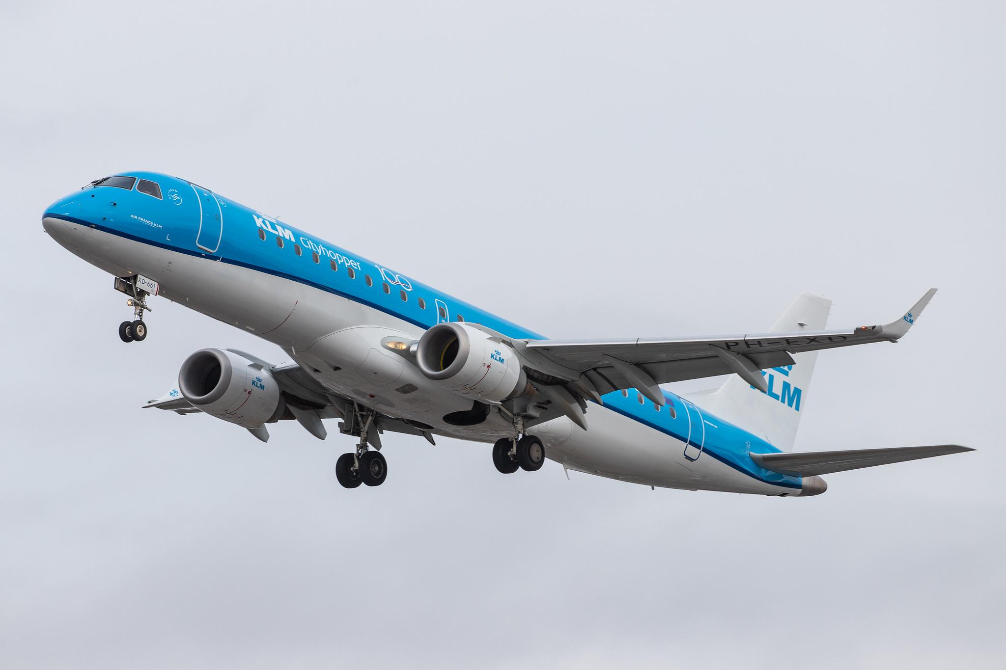 London Heathrow Airport: KLM (KL / KLM) | Operator: KLM Cityhopper |  Embraer E190STD E190 | PH-EXD | MSN 19000661