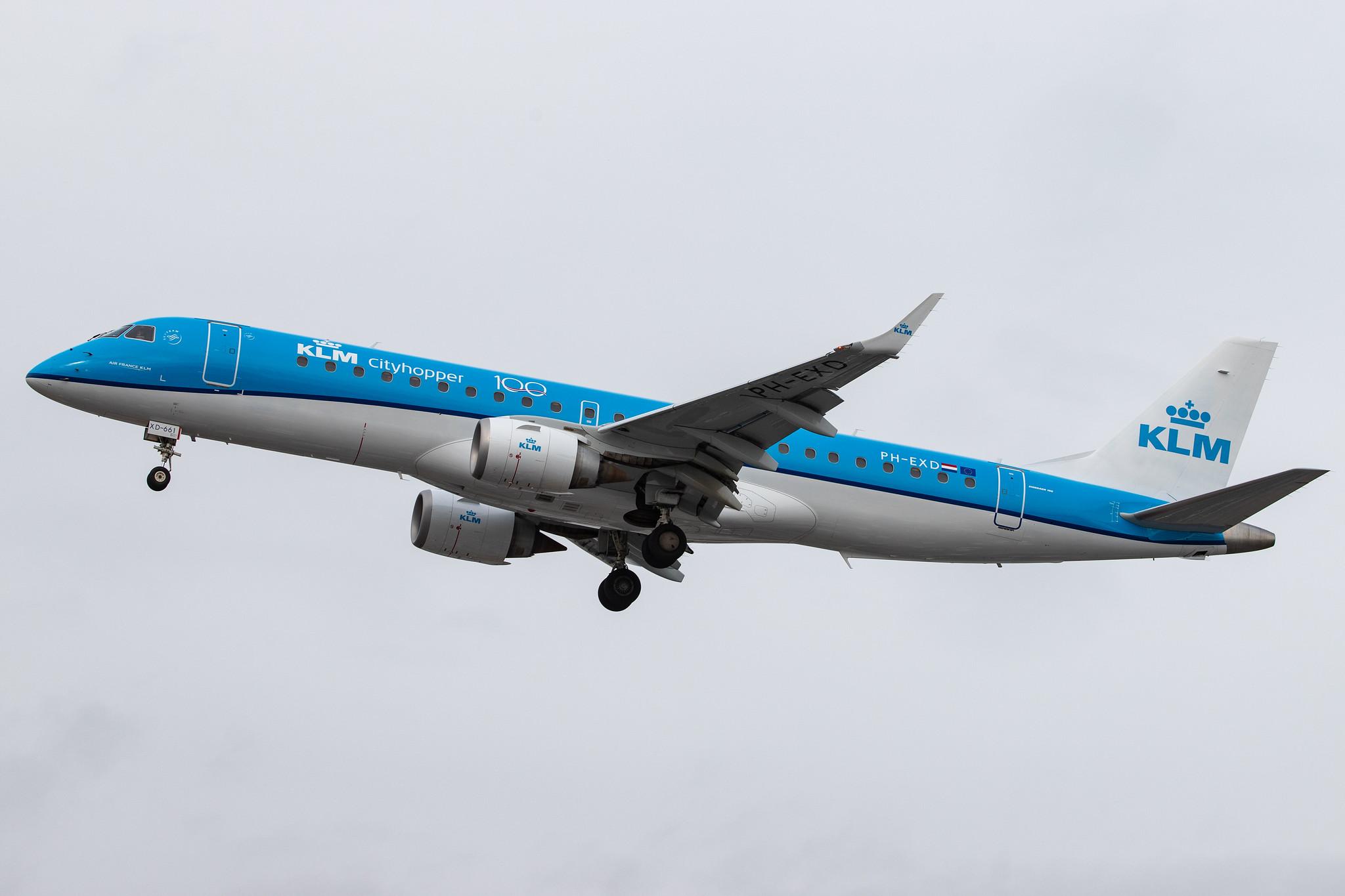 London Heathrow Airport: KLM (KL / KLM) | Operator: KLM Cityhopper |  Embraer E190STD E190 | PH-EXD | MSN 19000661
