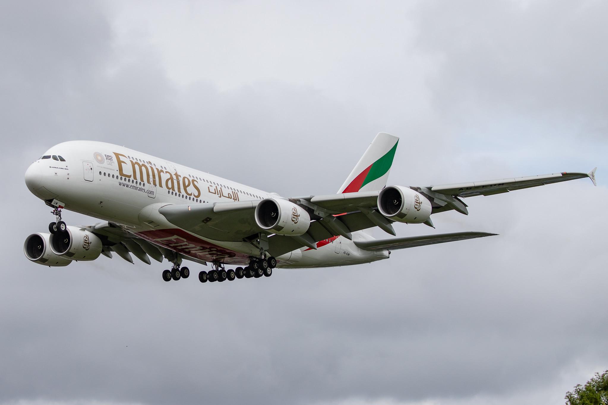 London Heathrow Airport: Emirates (EK / UAE) |  Airbus A380-842 A388 | A6-EUM | MSN 225