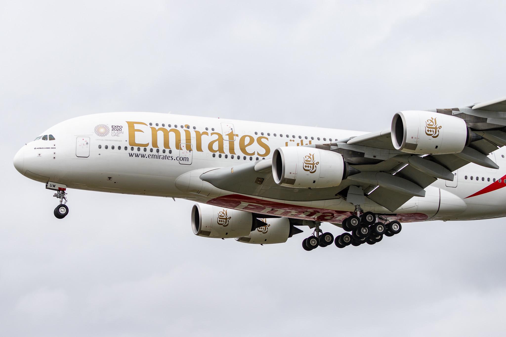 London Heathrow Airport: Emirates (EK / UAE) |  Airbus A380-842 A388 | A6-EUM | MSN 225