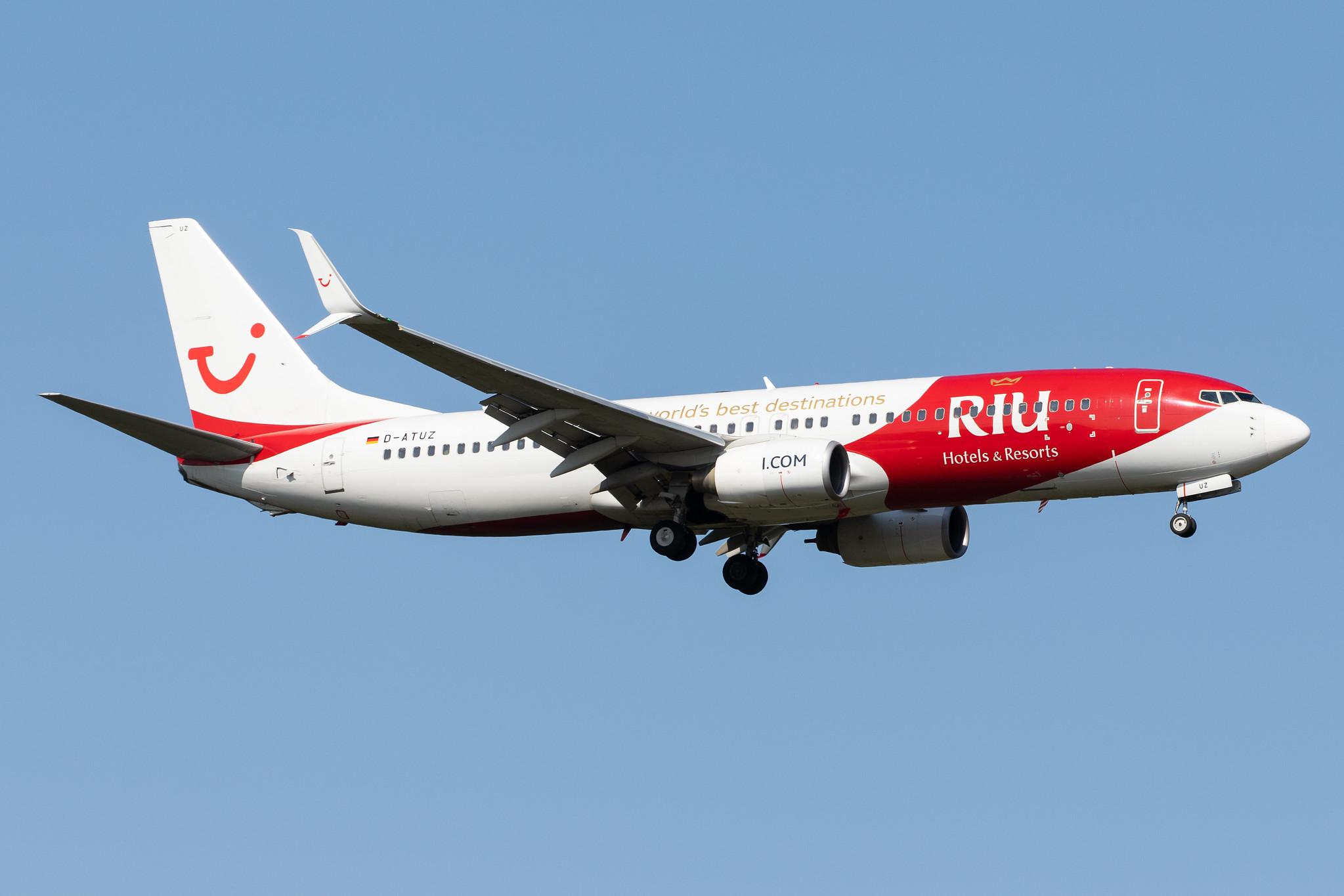 Frankfurt Airport: TUI (X3 / TUI) |  Livery: RIU Hotels & Resorts Livery | Operator: TUI fly |  Boeing 737-8K5 B738 | D-ATUZ | MSN 34691