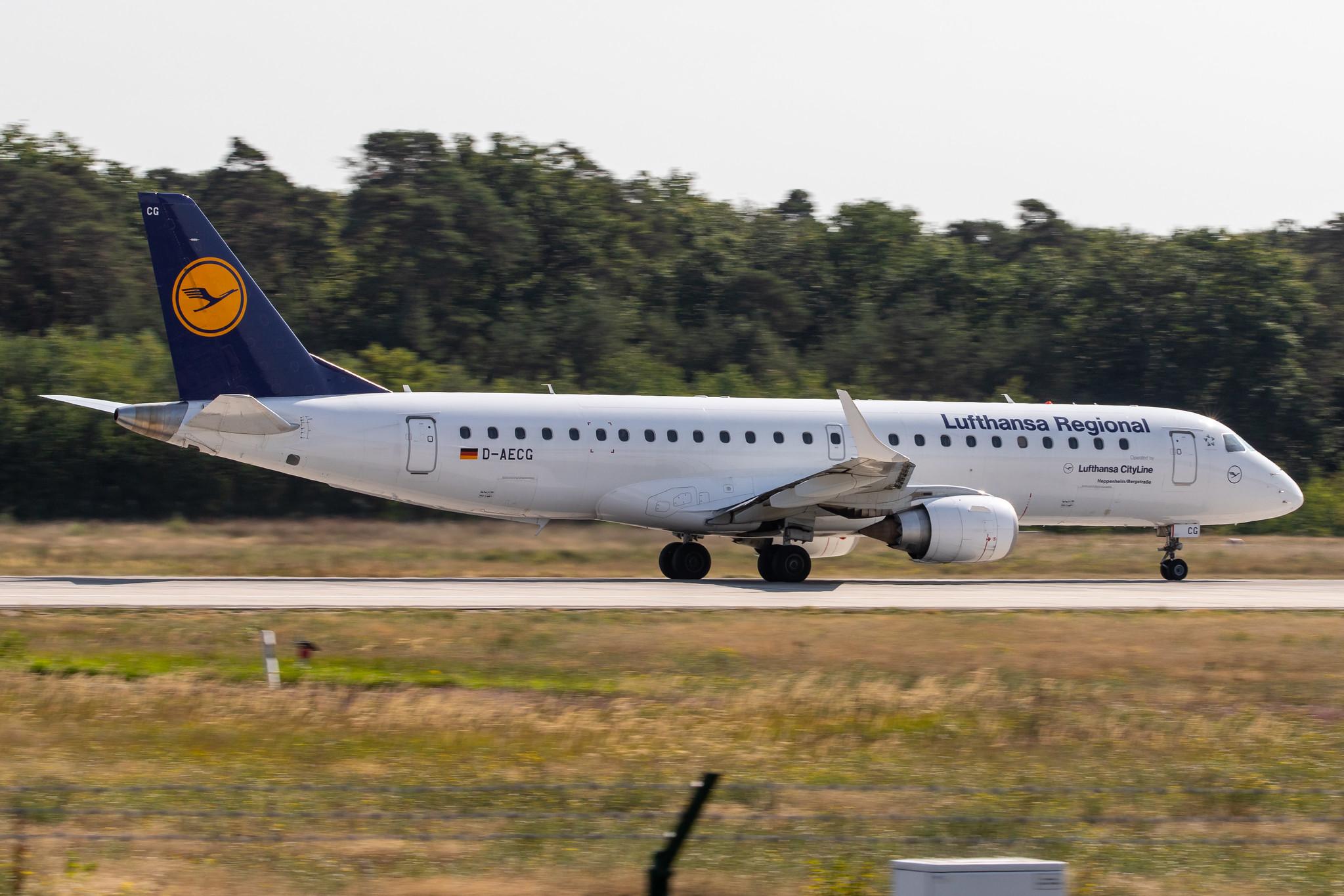 Frankfurt Airport: Lufthansa (LH / DLH) | Operator: Lufthansa CityLine |  Embraer E190LR E190 | D-AECG | MSN 19000368