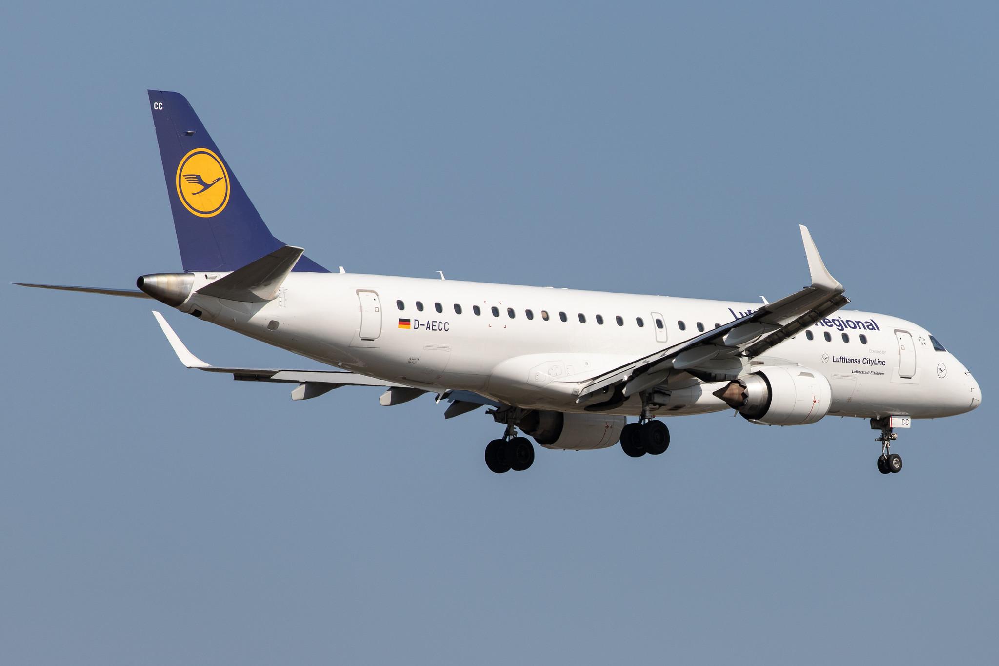 Frankfurt Airport: Lufthansa (LH / DLH) | Operator: Lufthansa CityLine |  Embraer E190LR E190 | D-AECC | MSN 19000333