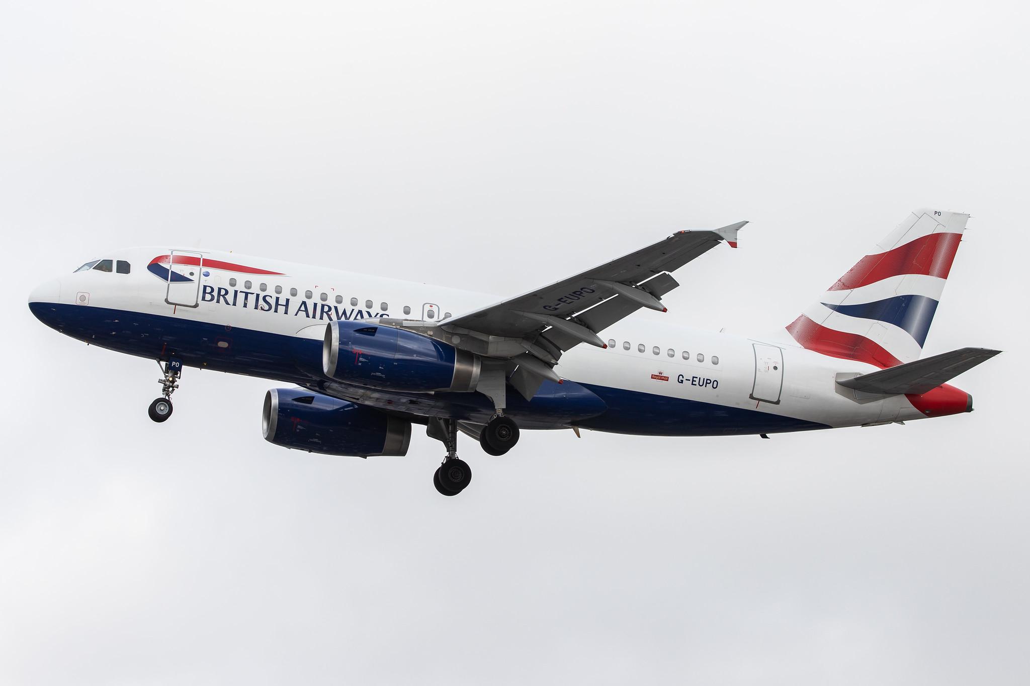 London Heathrow Airport: British Airways (BA / BAW) |  Airbus A319-131 A319 | G-EUPO | MSN 1279