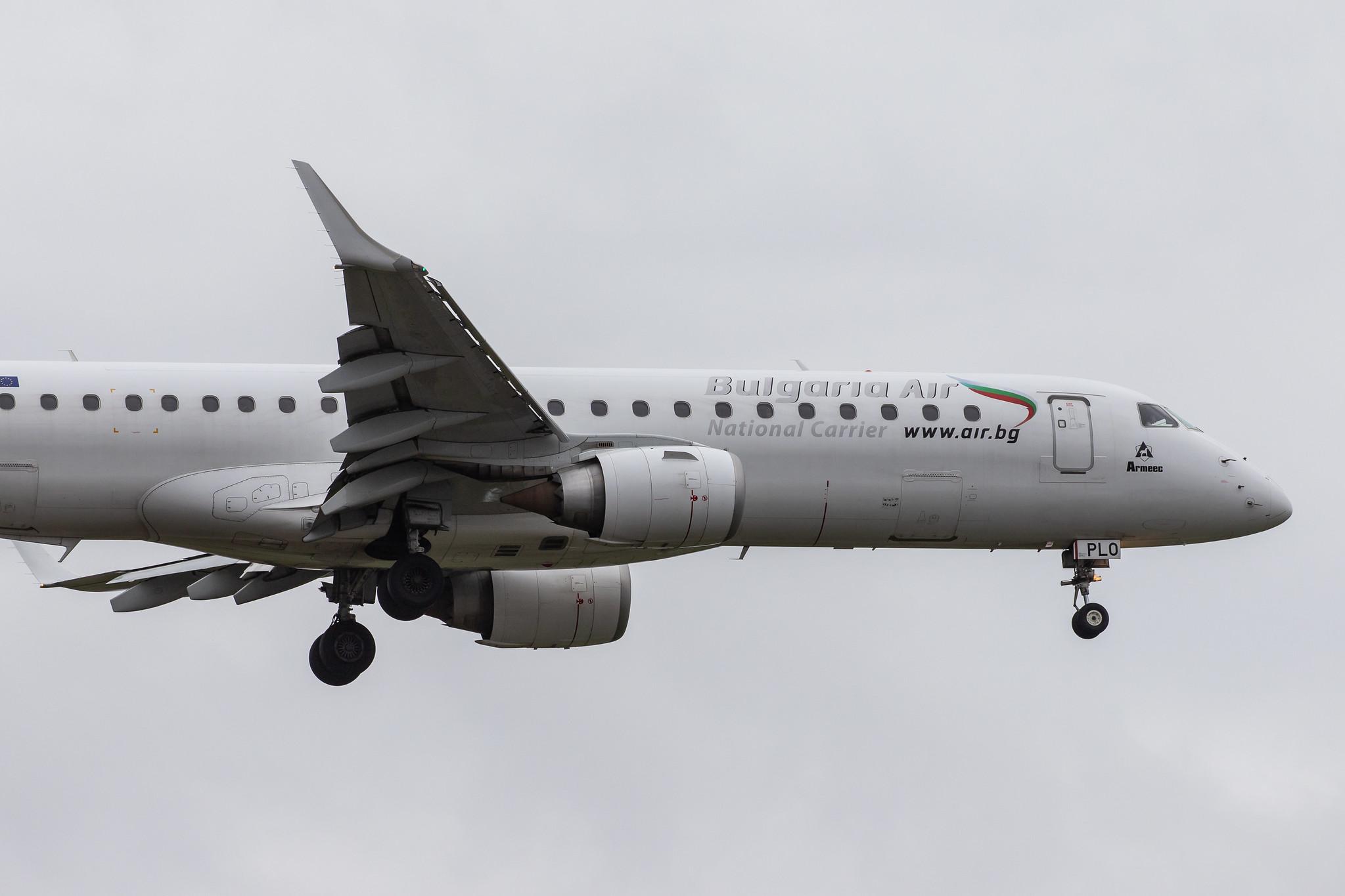 London Heathrow Airport: Bulgaria Air (FB / LZB) |  Embraer E190STD E190 | LZ-PLO | MSN 19000584