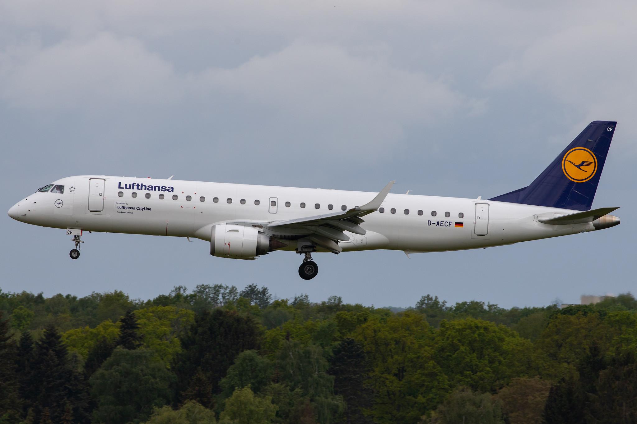 Hamburg Airport: Lufthansa (LH / DLH) | Operator: Lufthansa CityLine |  Embraer E190LR E190 | D-AECF | MSN 19000359