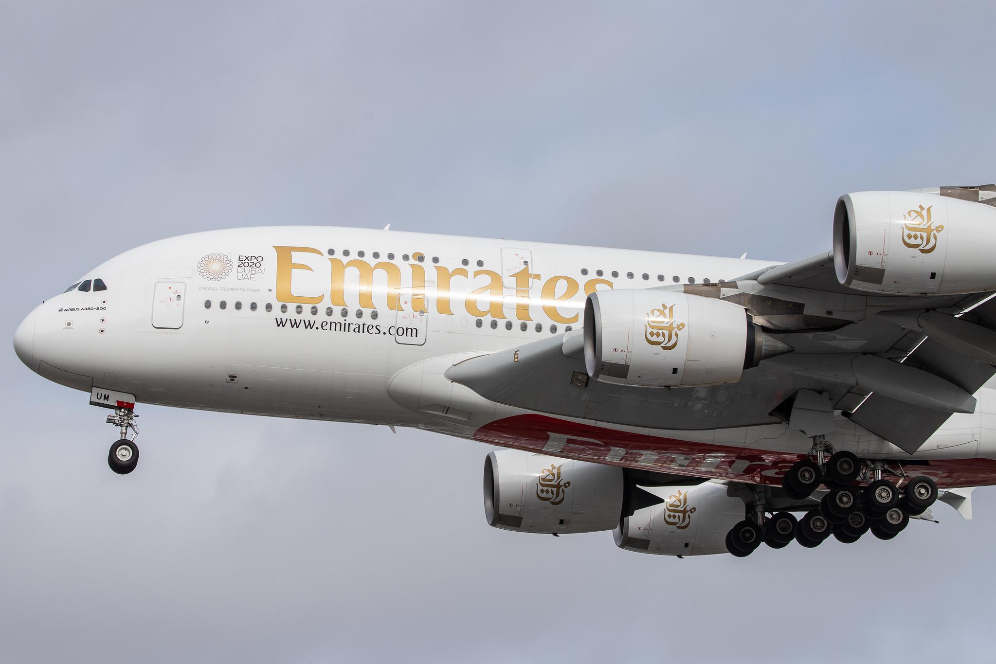 London Heathrow Airport: Emirates (EK / UAE) |  Airbus A380-842 A388 | A6-EUM | MSN 225