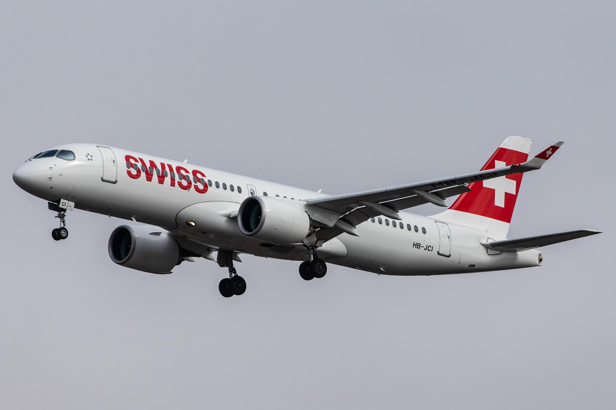 London Heathrow Airport: Swiss (LX / SWR) |  Airbus A220-300 BCS3 | HB-JCI | MSN 55023