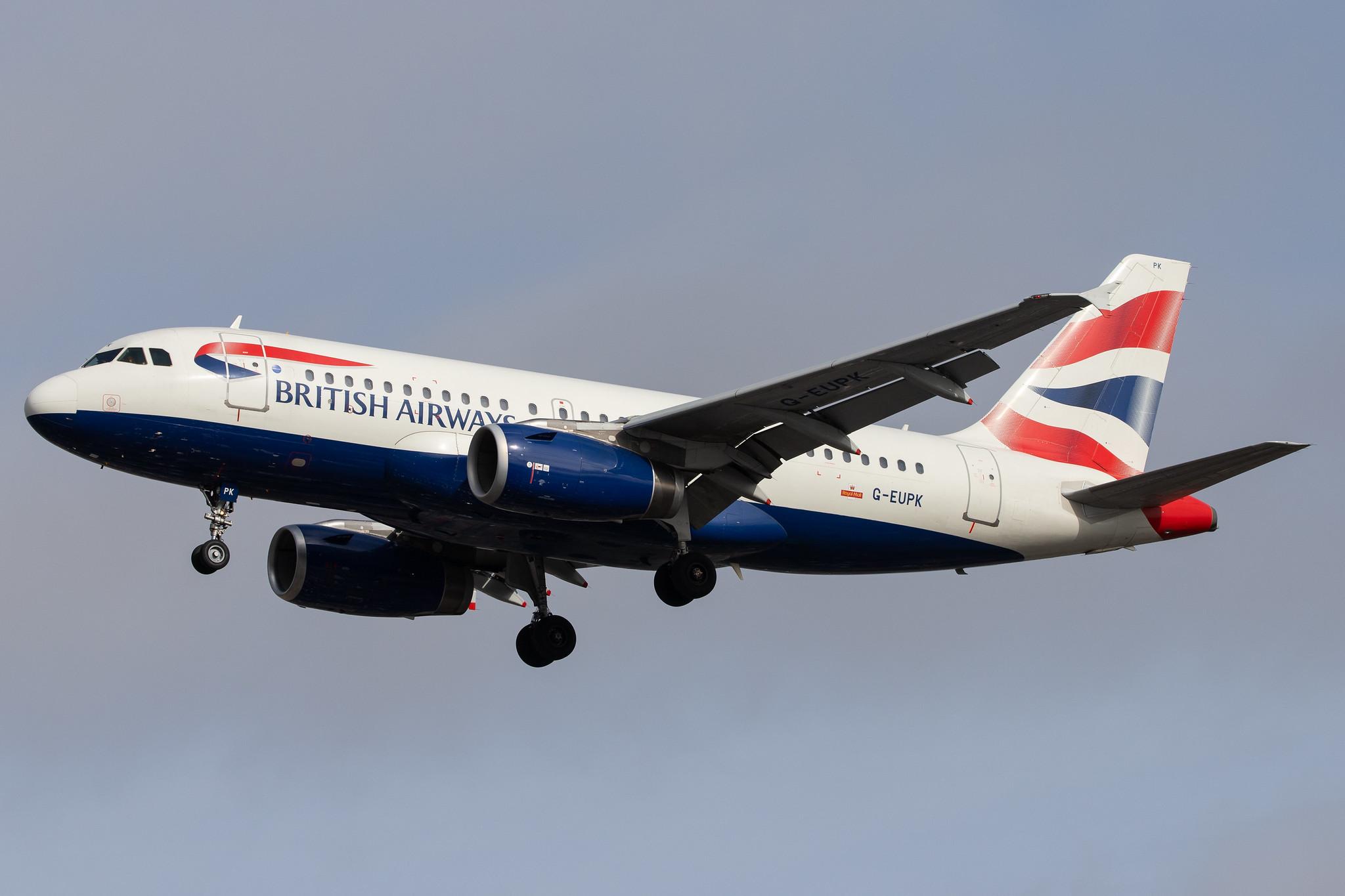 London Heathrow Airport: British Airways (BA / BAW) |  Airbus A319-131 A319 | G-EUPK | MSN 1236