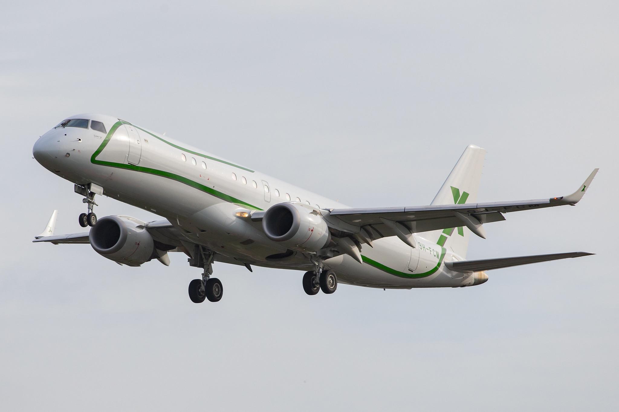 Hamburg Airport: Air X Charter (/ AXY) |  Embraer Lineage 1000 E190 | 9H-FCM | MSN 19000641