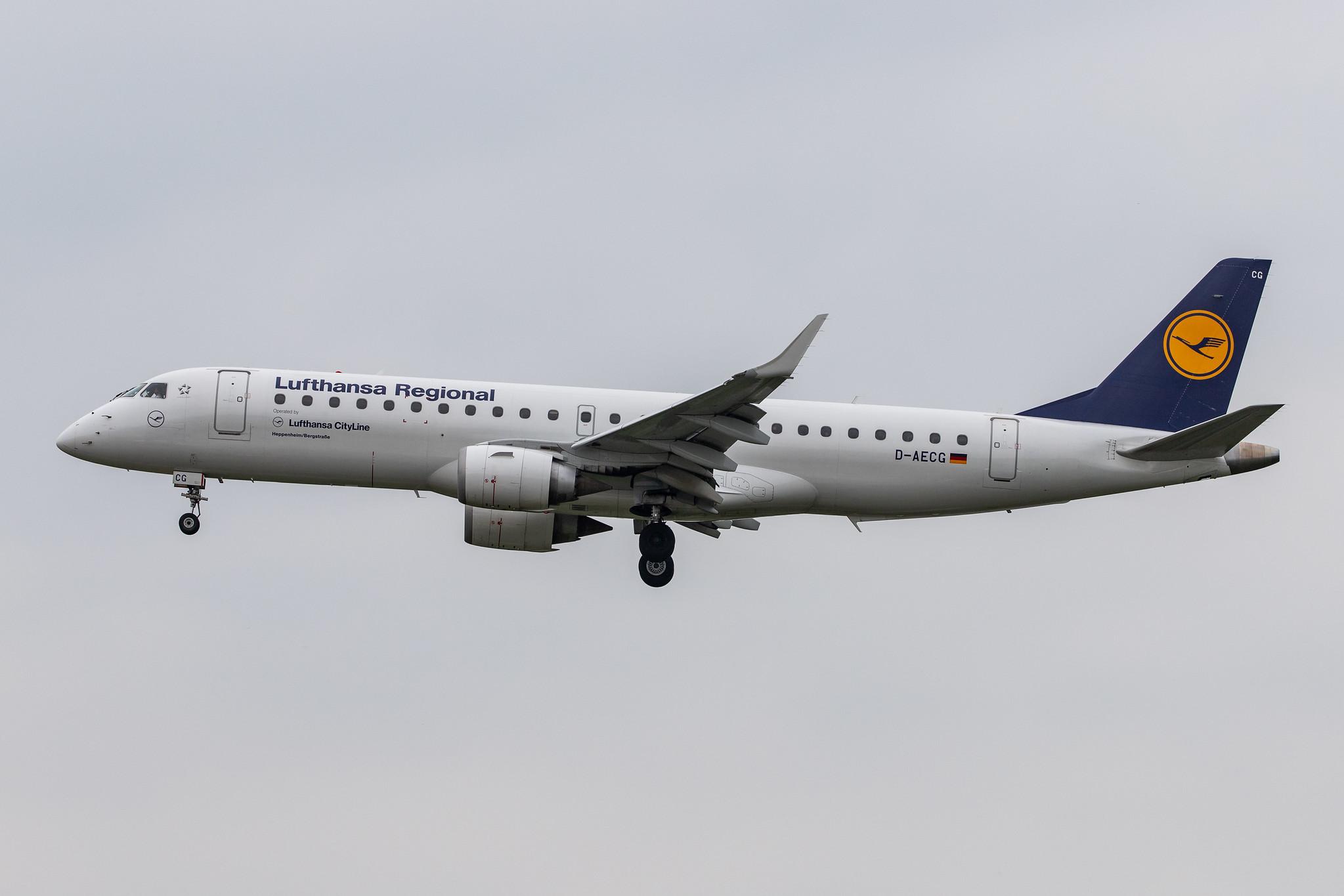 Hamburg Airport: Lufthansa (LH / DLH) | Operator: Lufthansa CityLine |  Embraer E190LR E190 | D-AECG | MSN 19000368