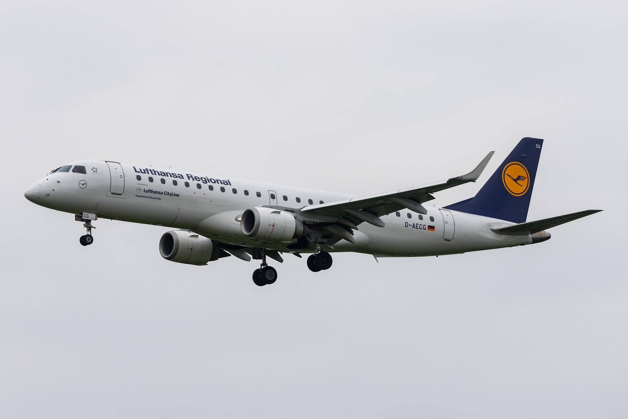 Hamburg Airport: Lufthansa (LH / DLH) | Operator: Lufthansa CityLine |  Embraer E190LR E190 | D-AECG | MSN 19000368