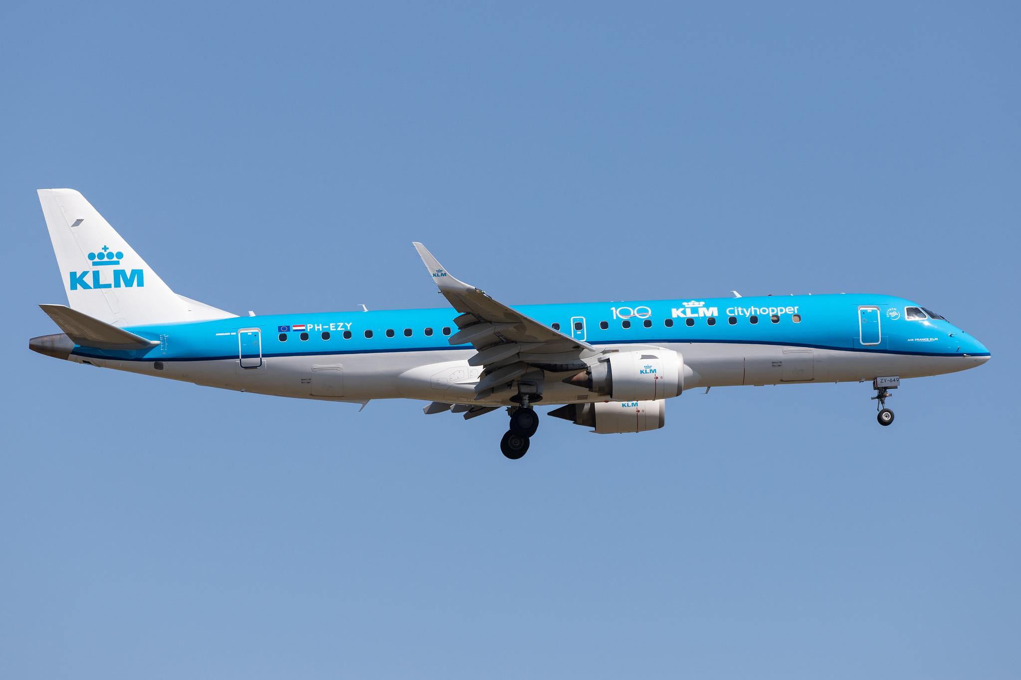 Frankfurt Airport: KLM (KL / KLM) | Operator: KLM Cityhopper |  Embraer E190STD E190 | PH-EZY | MSN 19000649