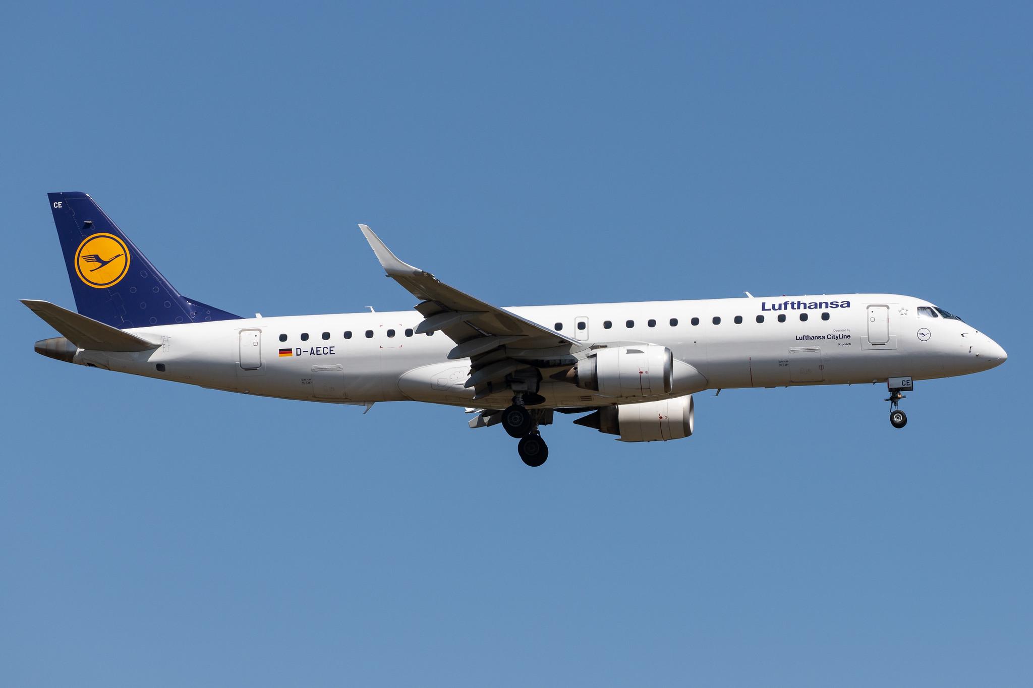 Frankfurt Airport: Lufthansa (LH / DLH) | Operator: Lufthansa CityLine |  Embraer E190LR E190 | D-AECE | MSN 19000341