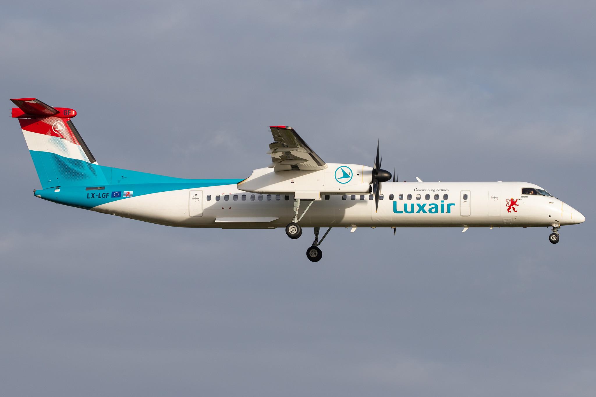 Hamburg Airport: Luxair (LG / LGL) |  De Havilland Canada Dash 8-400 DH8D | LX-LGF | MSN 4349
