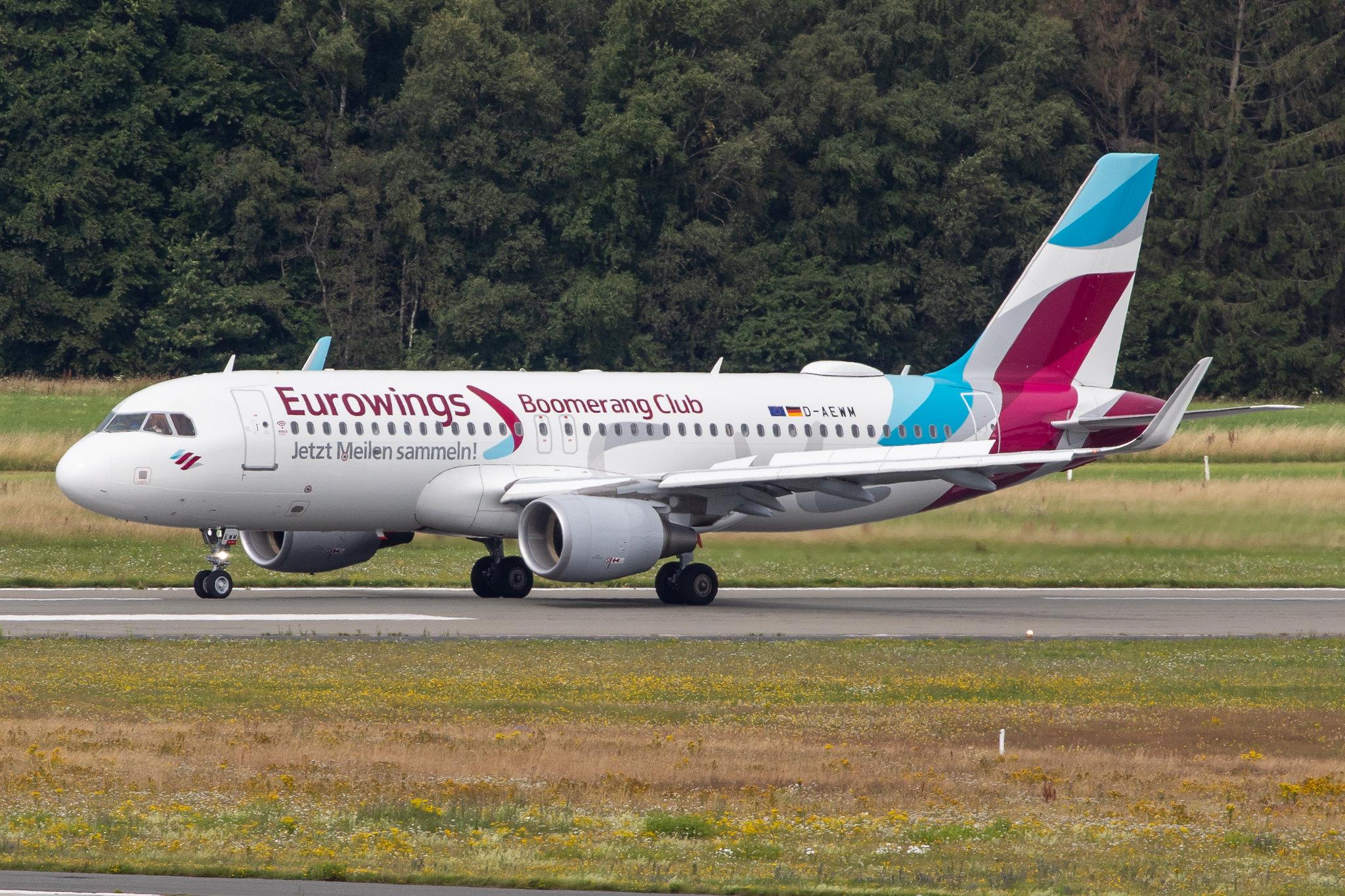 Hamburg Airport: Eurowings (EW / EWG) |  Livery: Boomerang Club Livery |  Airbus A320-214 A320 | D-AEWM | MSN 7259