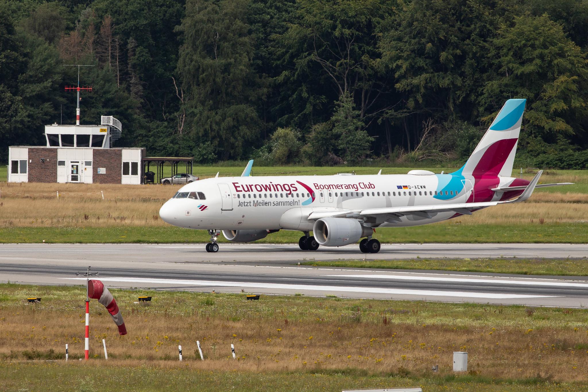 Hamburg Airport: Eurowings (EW / EWG) |  Livery: Boomerang Club Livery |  Airbus A320-214 A320 | D-AEWM | MSN 7259