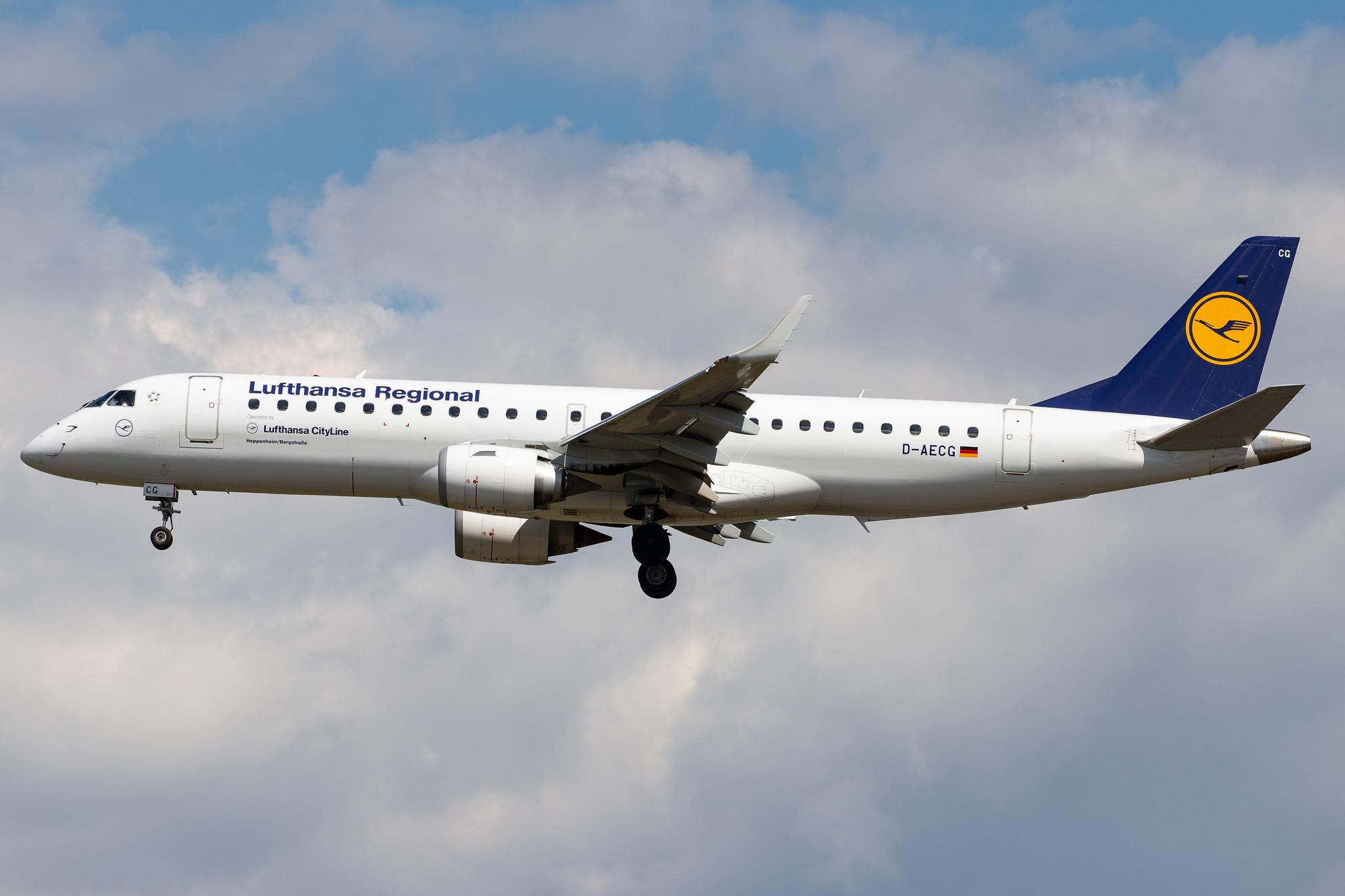 Frankfurt Airport: Lufthansa (LH / DLH) | Operator: Lufthansa CityLine |  Embraer E190LR E190 | D-AECG | MSN 19000368