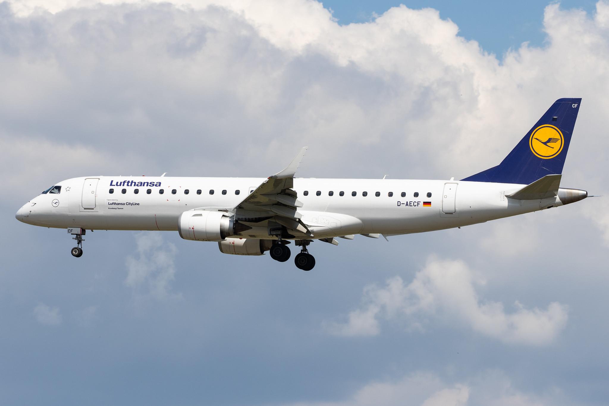 Frankfurt Airport: Lufthansa (LH / DLH) | Operator: Lufthansa CityLine |  Embraer E190LR E190 | D-AECF | MSN 19000359