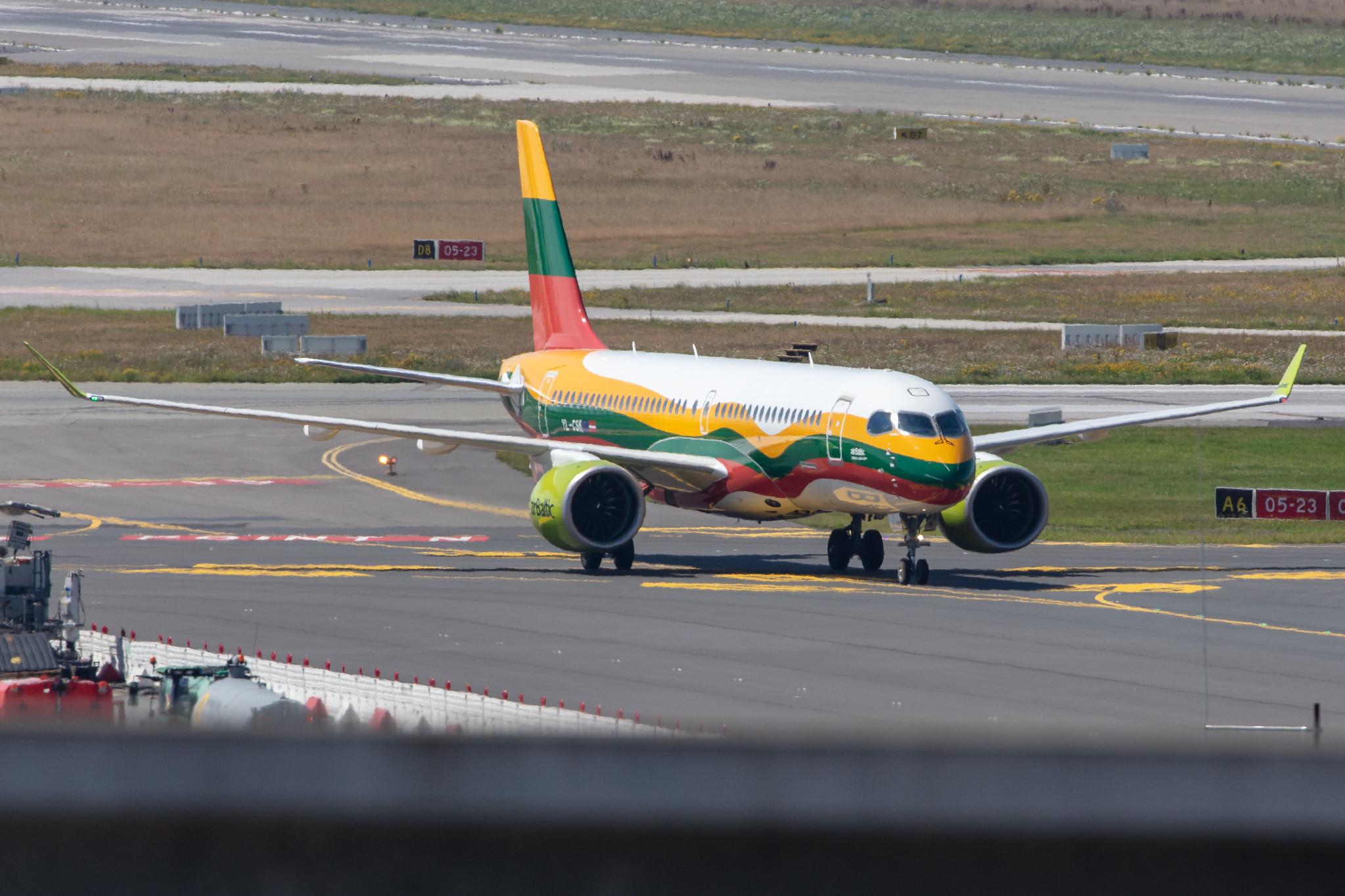 Air Baltic (BT / BTI) |  Livery: Lithuanian Flag Livery |  Airbus A220-300 BCS3 | YL-CSK | MSN 55039