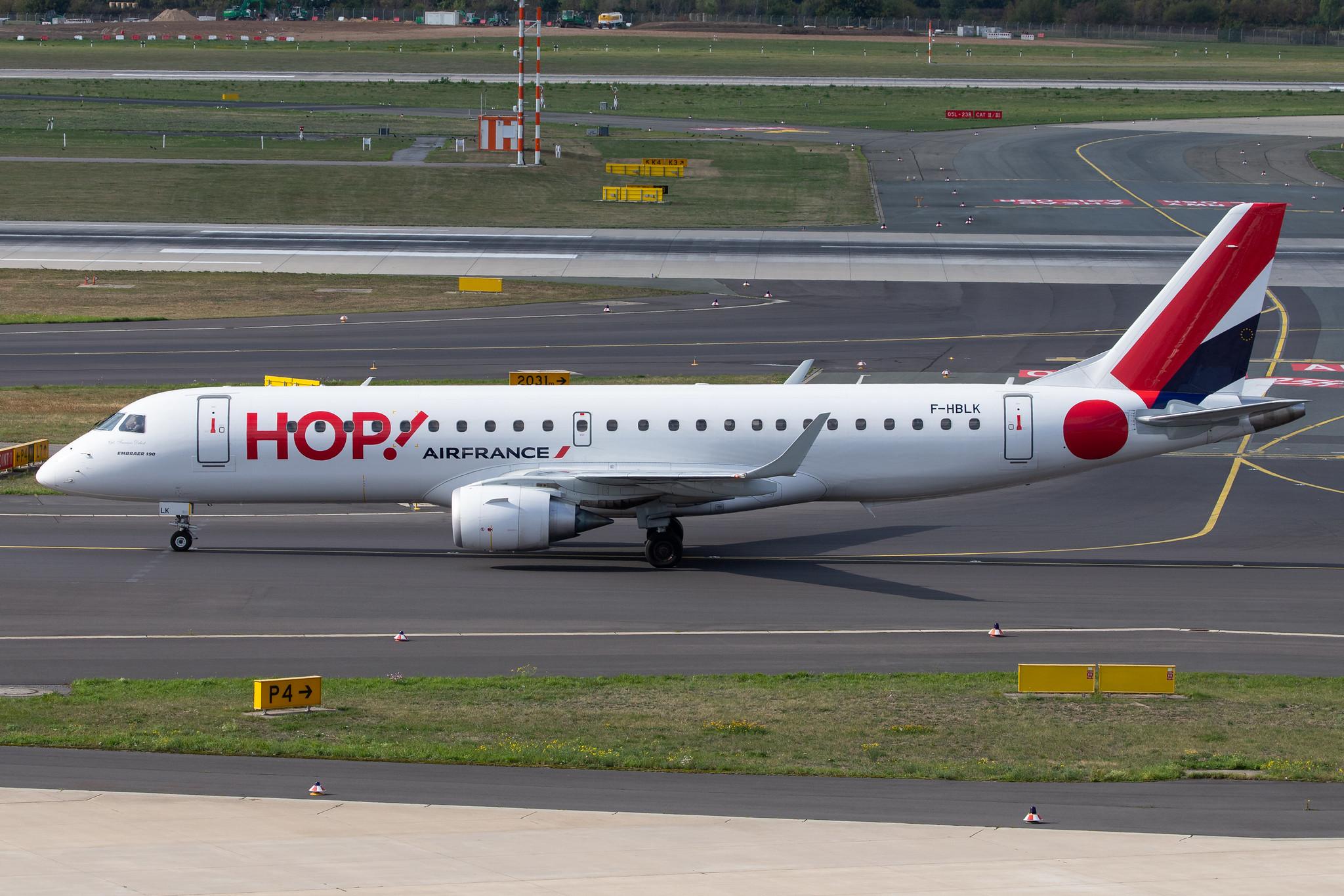Düsseldorf Airport: Air France (AF / AFR) | Operator: HOP! |  Embraer ERJ-190STD E190 | F-HBLK | MSN 19000760