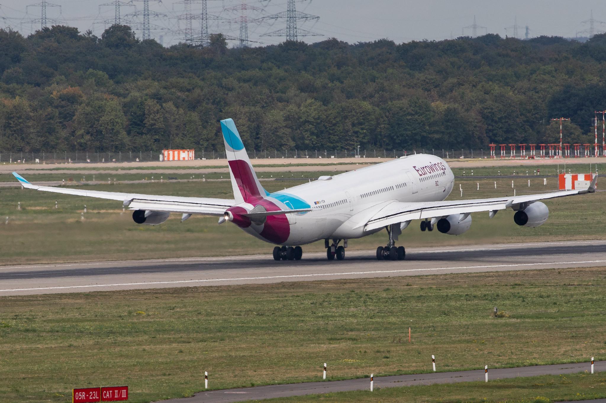 Düsseldorf Airport: Eurowings (EW / EWG) | Operator: Brussels Airlines |  Airbus A340-313 A343 | OO-SCW | MSN 335