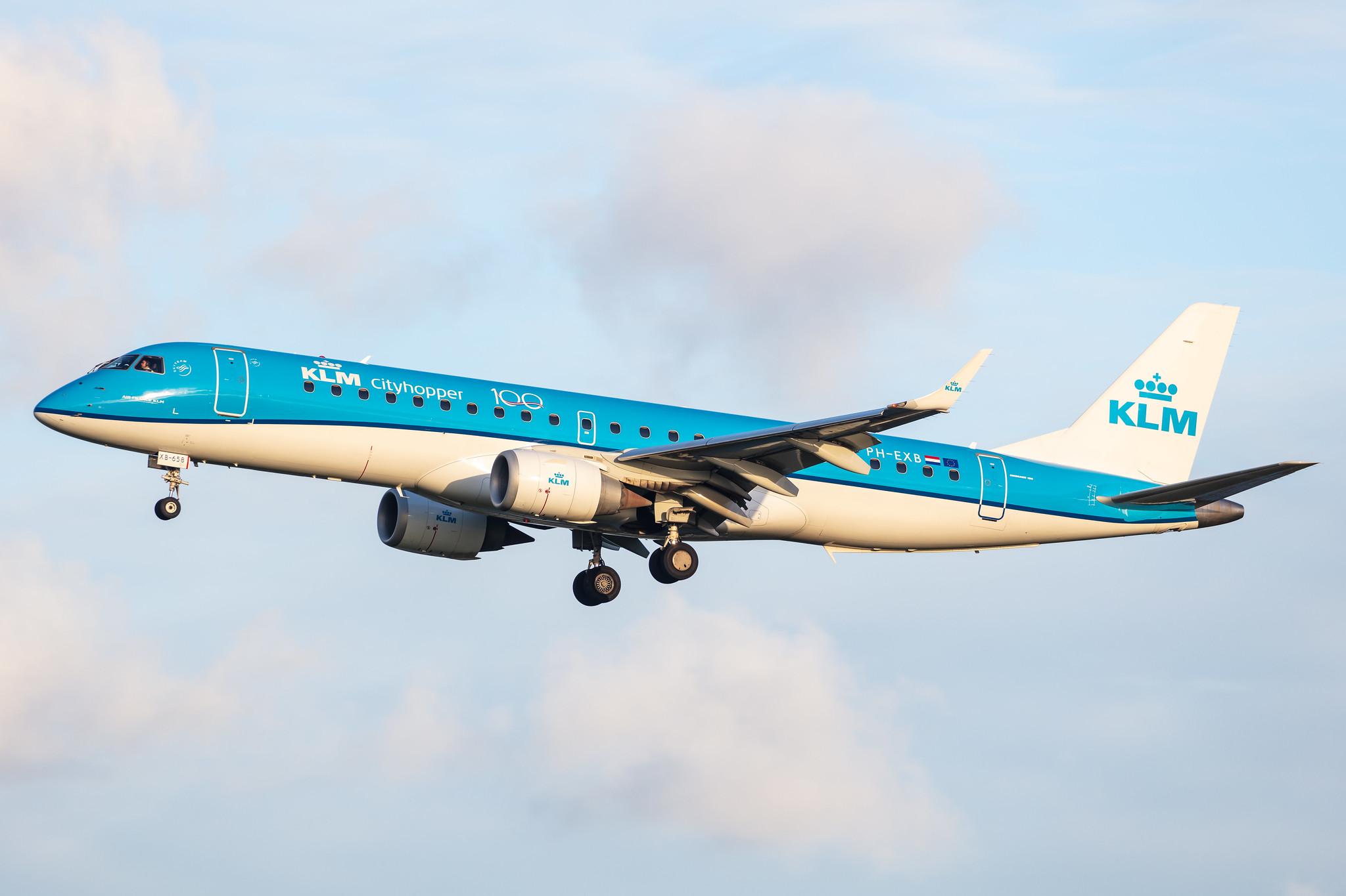 Amsterdam Airport Schiphol: KLM (KL / KLM) | Operator: KLM Cityhopper |  Embraer E190STD E190 | PH-EXB | MSN 19000658