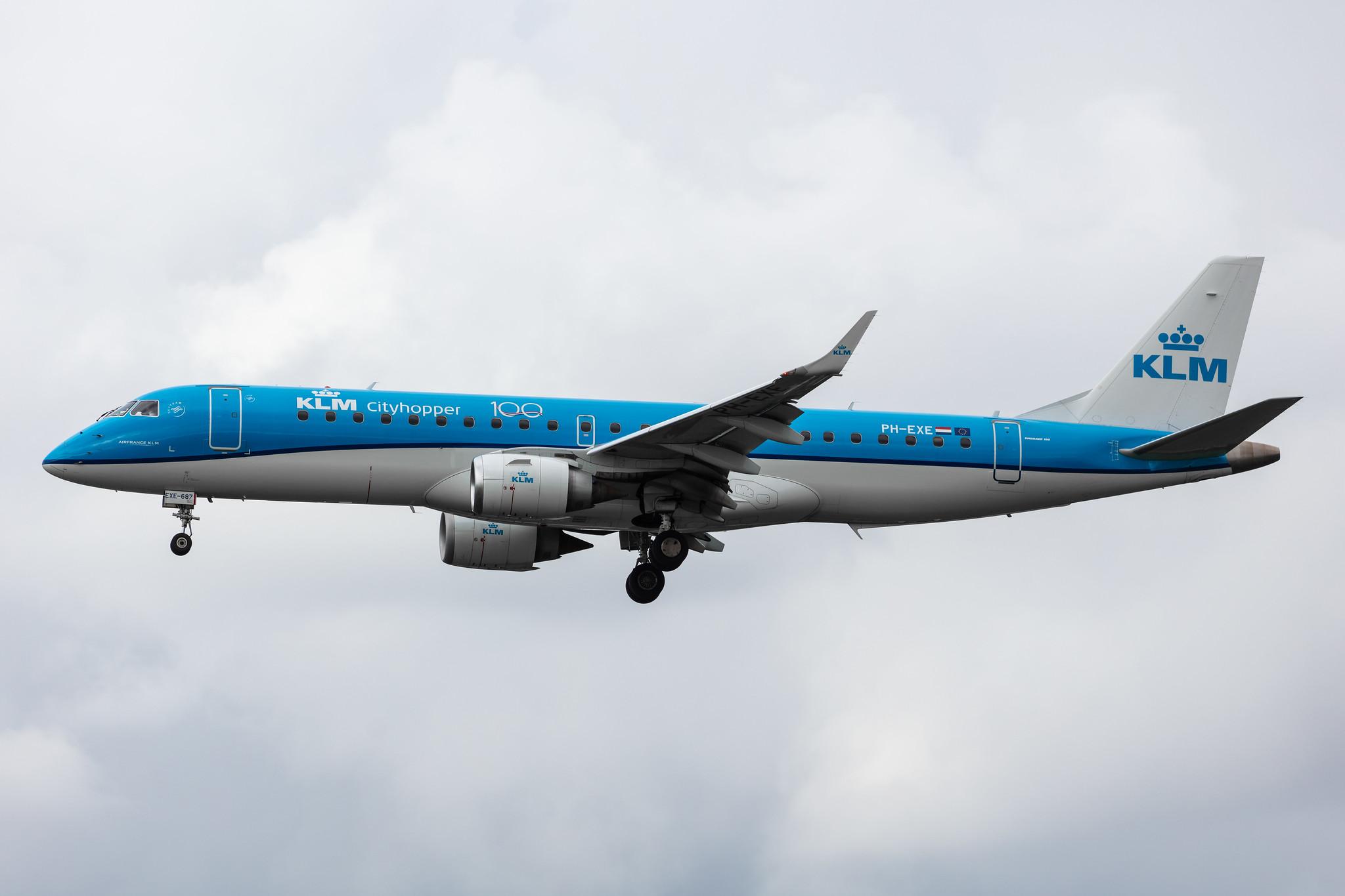 Amsterdam Airport Schiphol: KLM (KL / KLM) | Operator: KLM Cityhopper |  Embraer E190STD E190 | PH-EXE | MSN 19000687