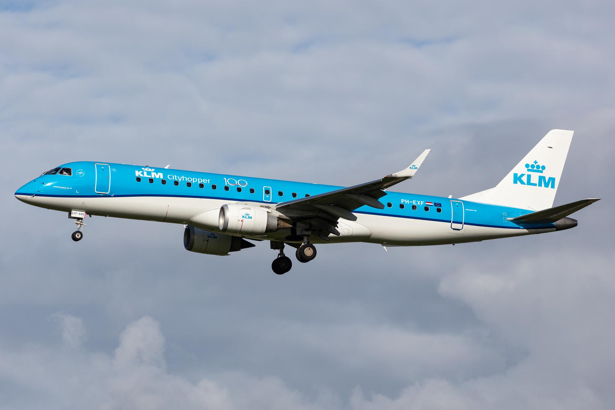 Amsterdam Airport Schiphol: KLM (KL / KLM) | Operator: KLM Cityhopper |  Embraer E190STD E190 | PH-EXF | MSN 19000690