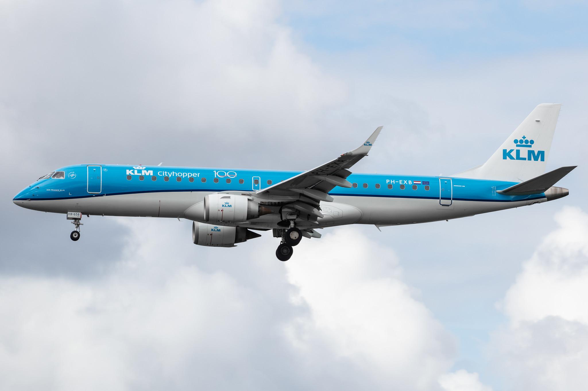 Amsterdam Airport Schiphol: KLM (KL / KLM) | Operator: KLM Cityhopper |  Embraer E190STD E190 | PH-EXB | MSN 19000658