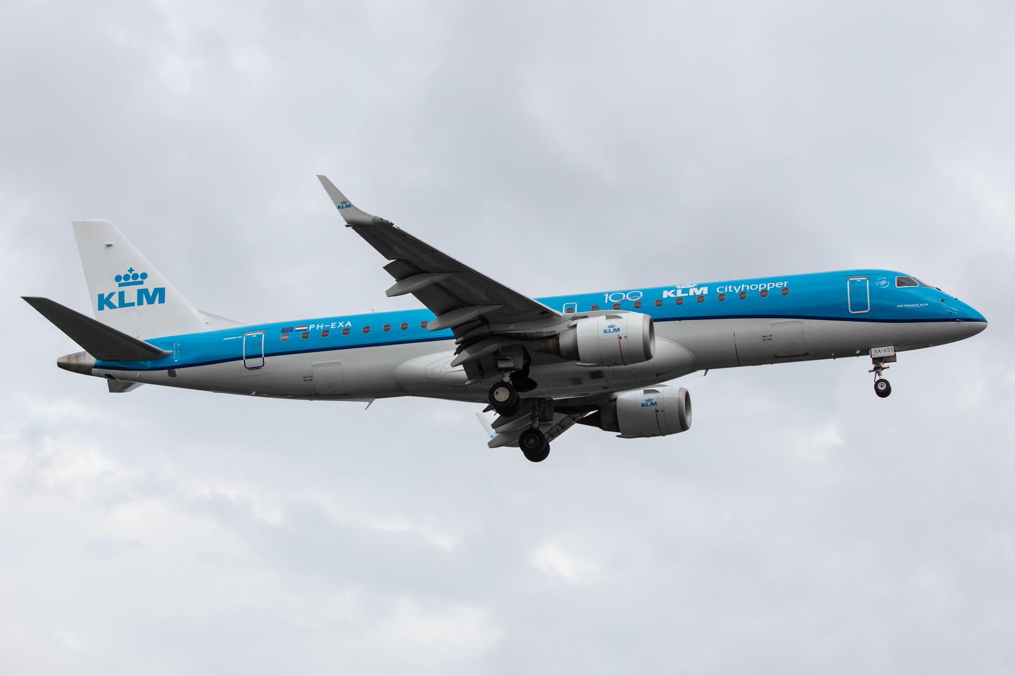 Amsterdam Airport Schiphol: KLM (KL / KLM) | Operator: KLM Cityhopper |  Embraer E190STD E190 | PH-EXA | MSN 19000655