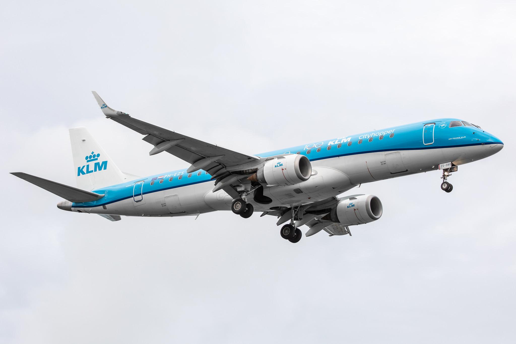 Amsterdam Airport Schiphol: KLM (KL / KLM) | Operator: KLM Cityhopper |  Embraer E190STD E190 | PH-EZS | MSN 19000380