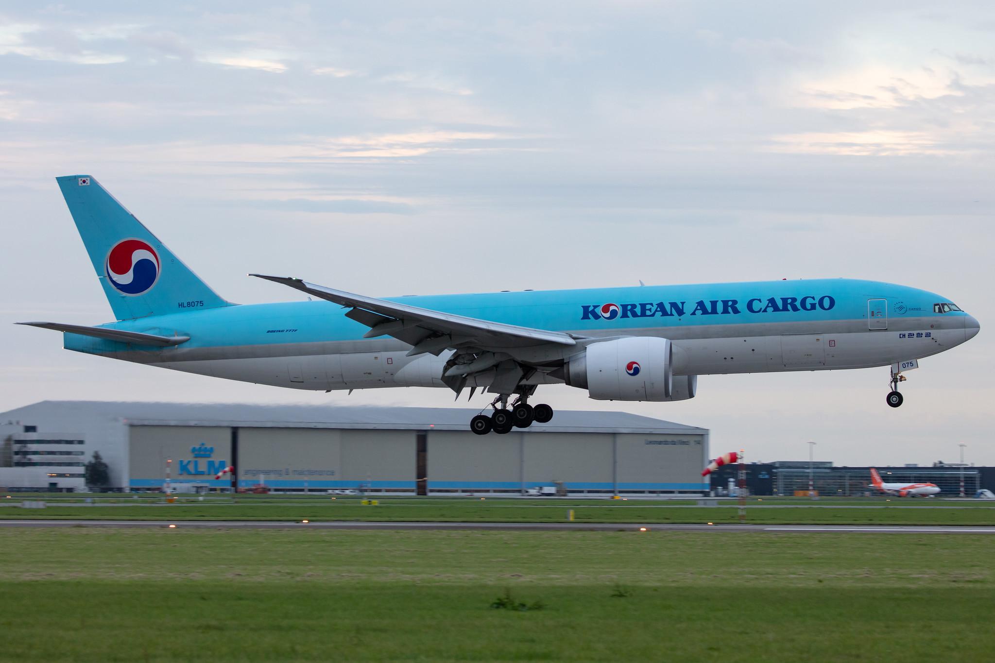 Amsterdam Airport Schiphol: Korean Air Cargo (KE / KAL) | Operator: Korean Air |  Boeing 777-FEZ B77L | HL8075 | MSN 62631