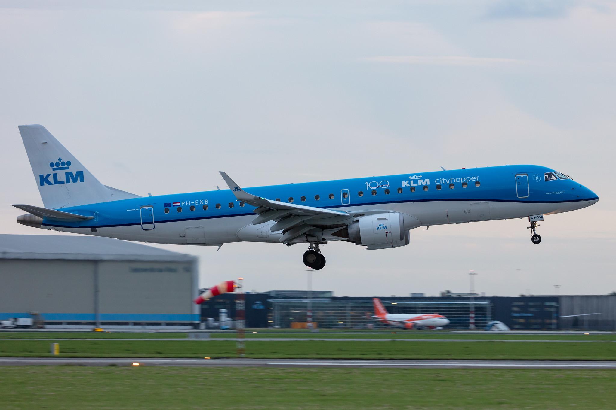 Amsterdam Airport Schiphol: KLM (KL / KLM) | Operator: KLM Cityhopper |  Embraer E190STD E190 | PH-EXB | MSN 19000658