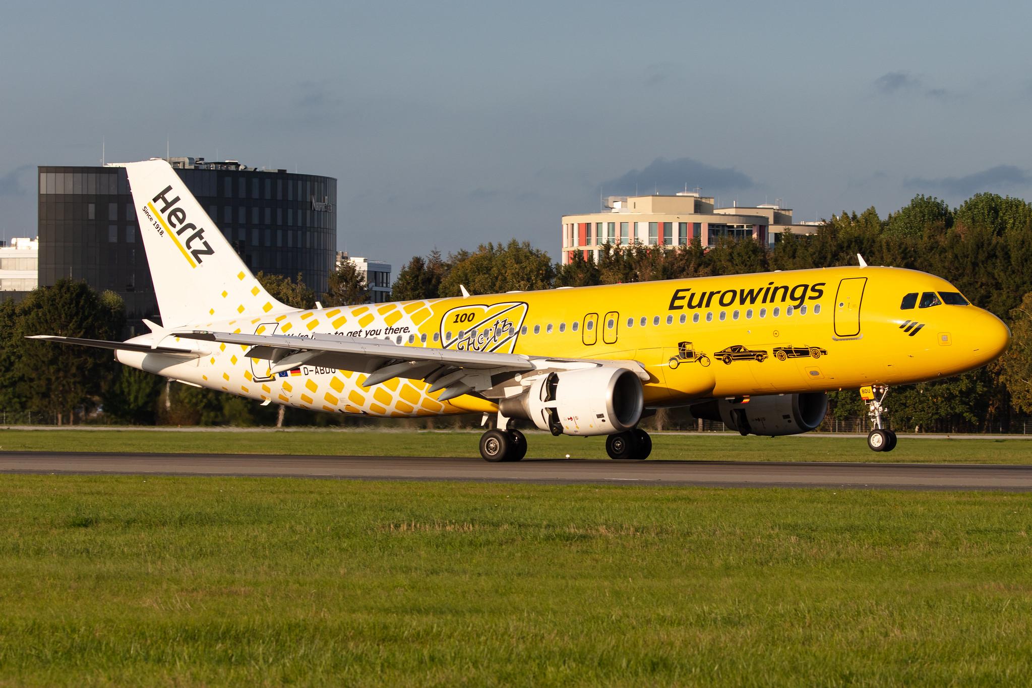 Hamburg Airport: Eurowings (EW / EWG) |  Livery: Hertz Livery |  Airbus A320-214 A320 | D-ABDU | MSN 3516