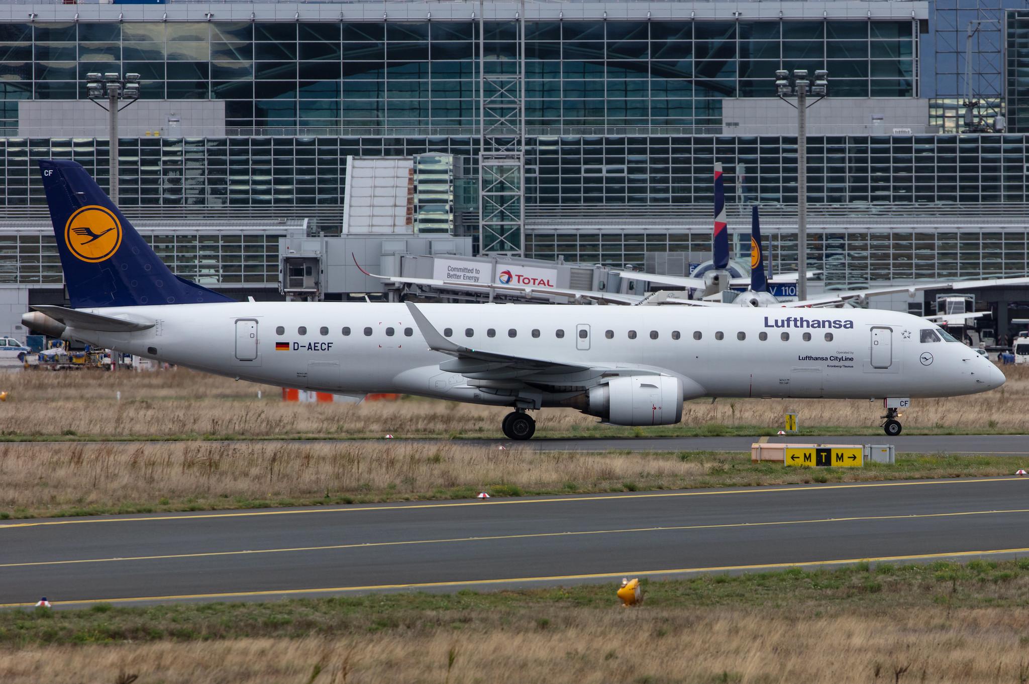 Frankfurt Airport: Lufthansa (LH / DLH) | Operator: Lufthansa CityLine |  Embraer E190LR E190 | D-AECF | MSN 19000359