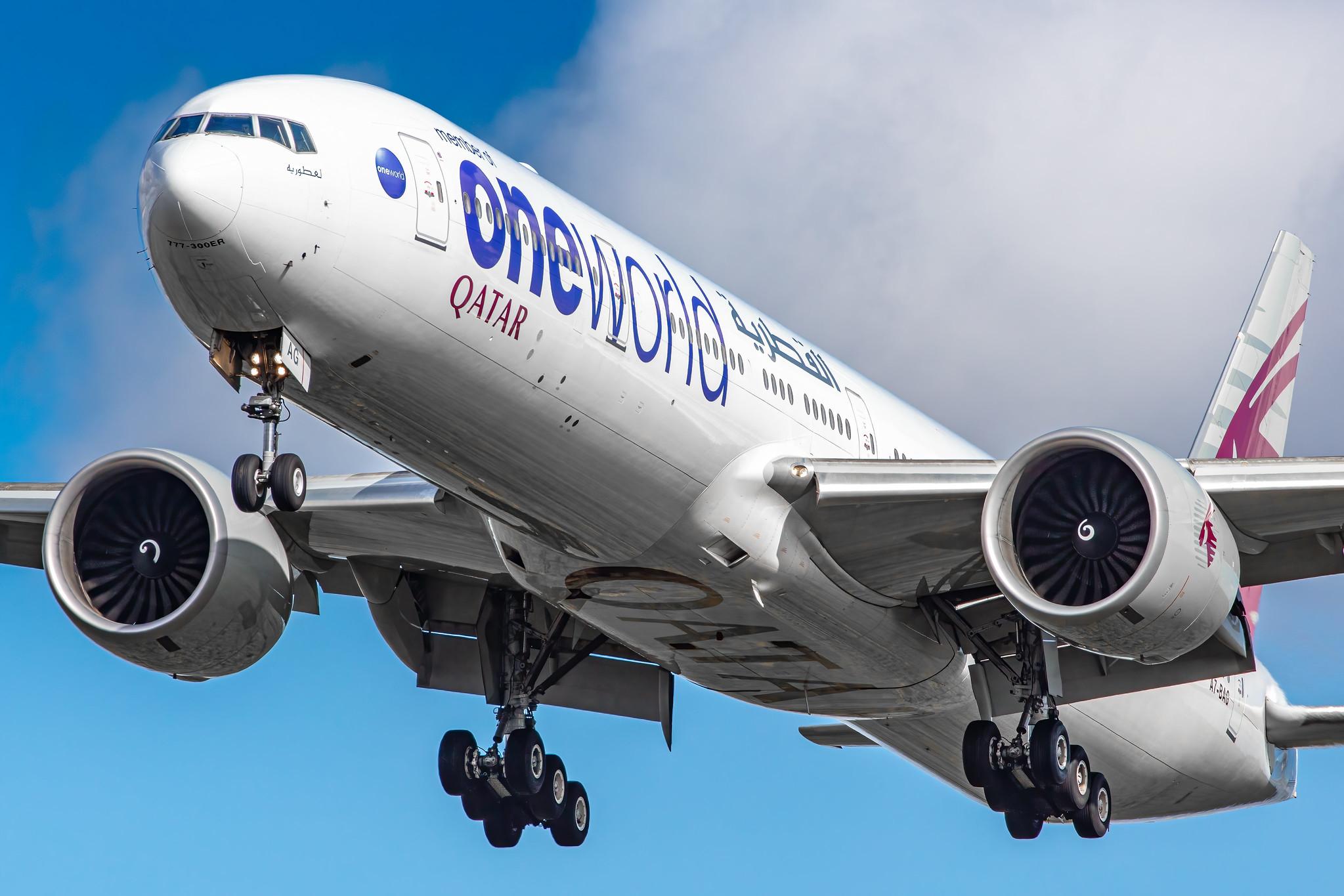 Frankfurt Airport: Qatar Airways (QR / QTR) |  Livery: Oneworld Livery |  Boeing 777-3DZ(ER) B77W | A7-BAG | MSN 36014