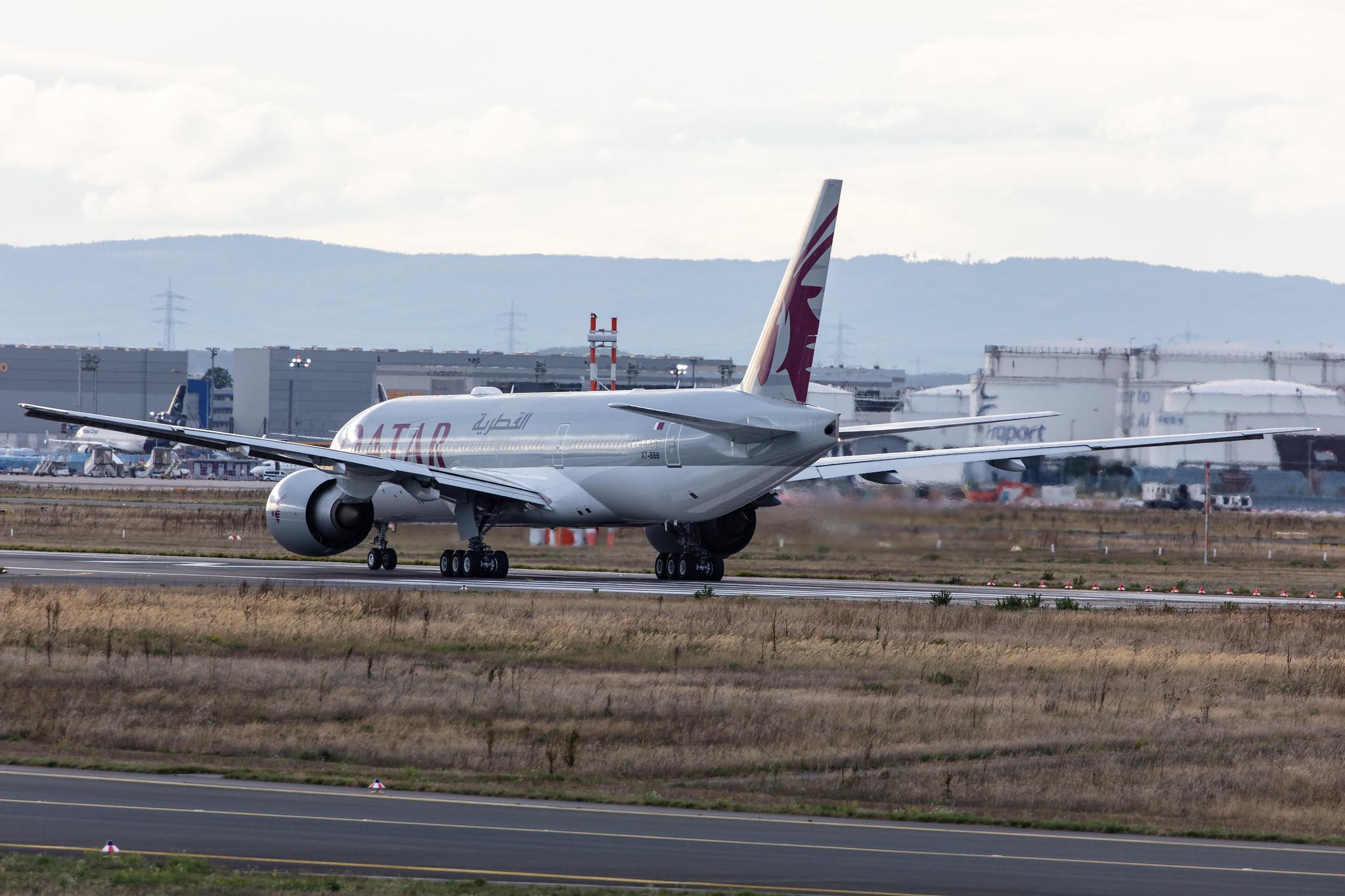 Frankfurt Airport: Qatar Airways (QR / QTR) |  Boeing 777-2DZ(LR) B77L | A7-BBB | MSN 36013