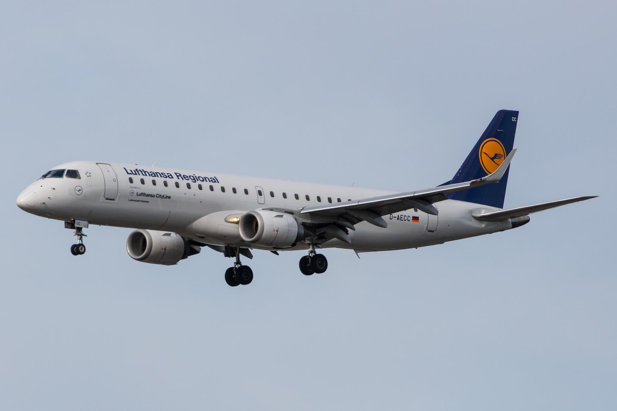 Frankfurt Airport: Lufthansa (LH / DLH) | Operator: Lufthansa CityLine |  Embraer E190LR E190 | D-AECC | MSN 19000333