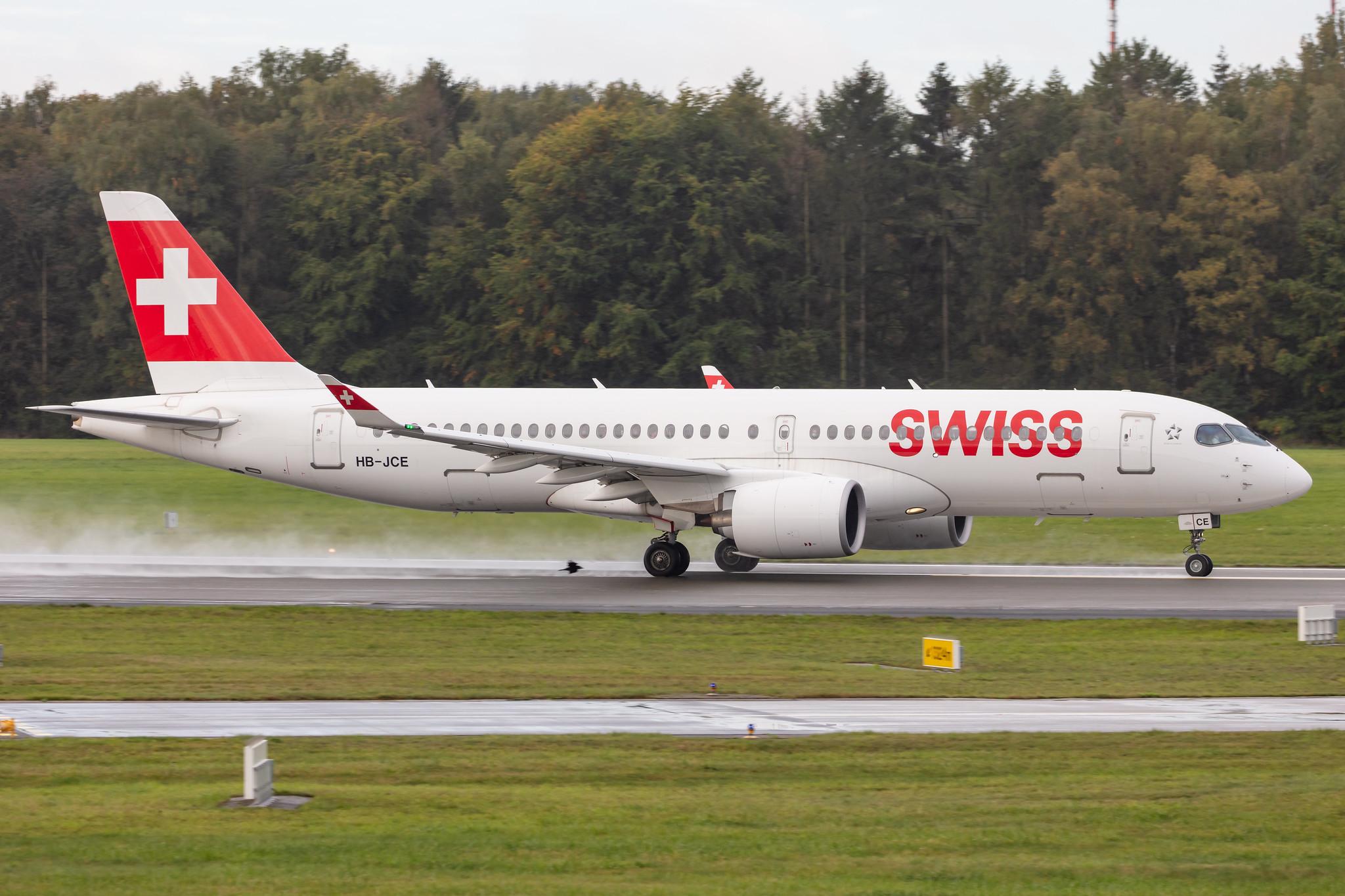 Hamburg Airport: Swiss (LX / SWR) |  Airbus A220-300 BCS3 | HB-JCE | MSN 55014