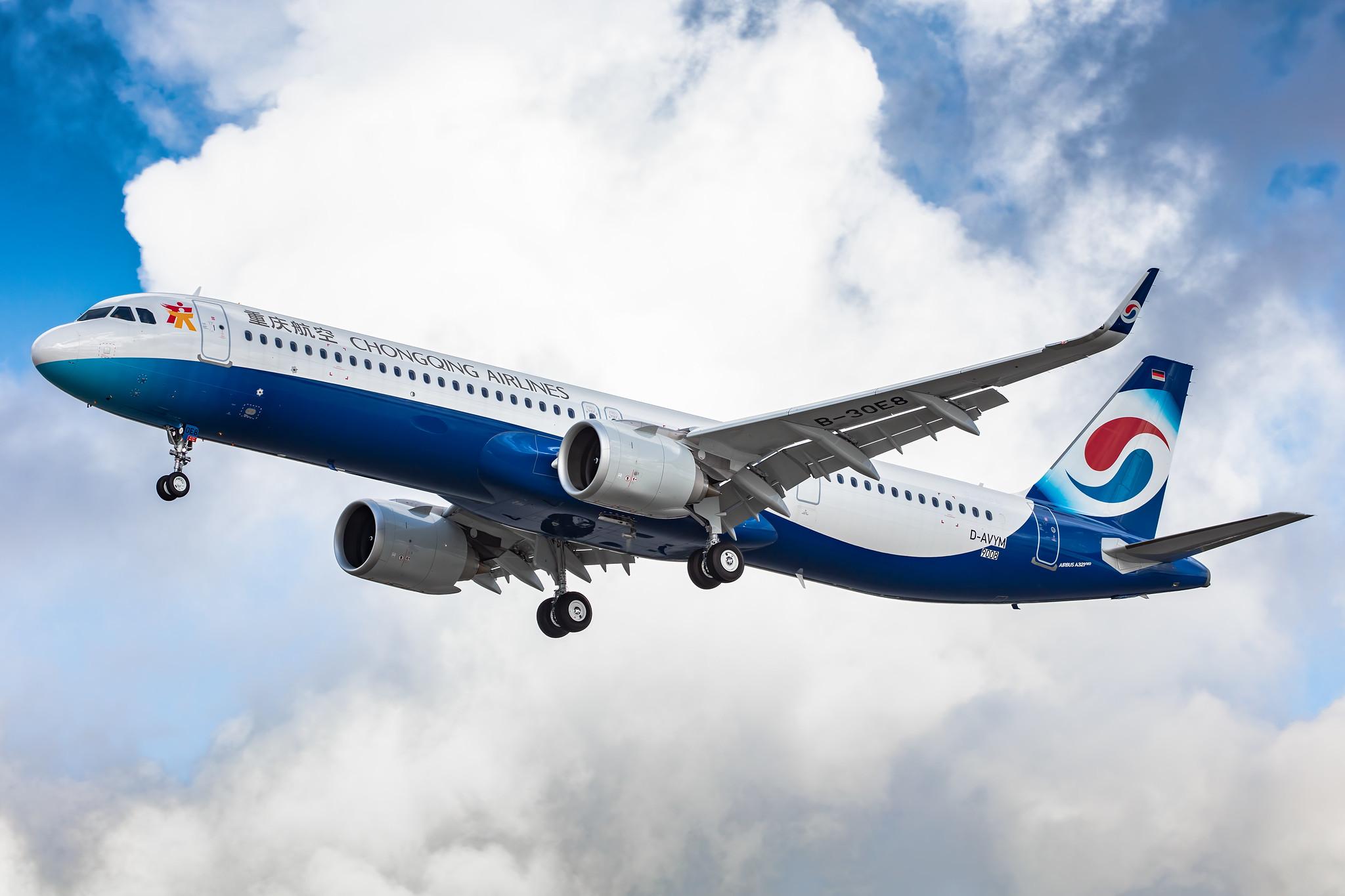 Hamburg Finkenwerder: Chongqing Airlines (OQ / CQN) |  Airbus A321-253NX A21N | D-AVYM (B-30E8) | MSN 9008