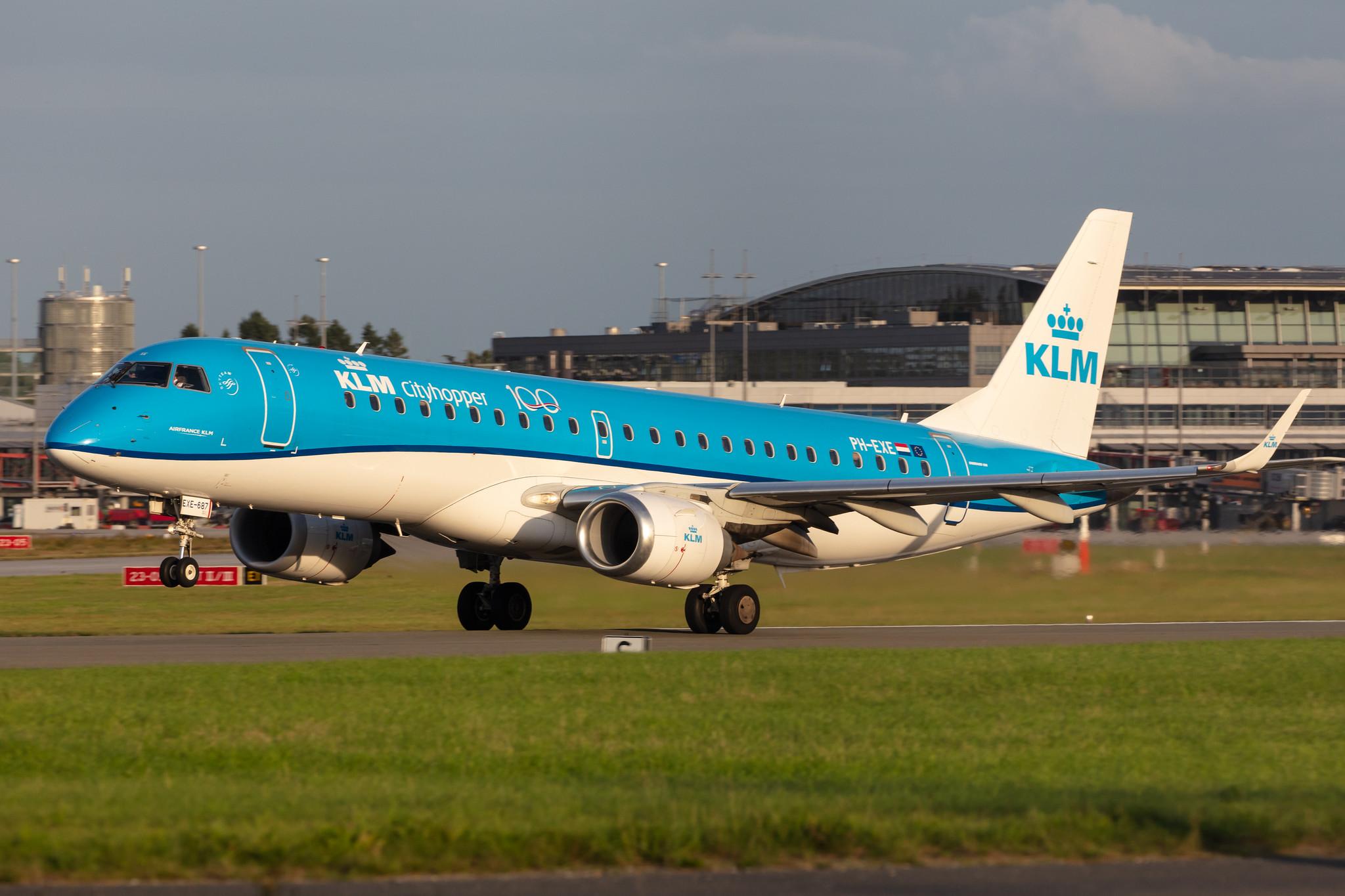 Hamburg Airport: KLM (KL / KLM) | Operator: KLM Cityhopper |  Embraer E190STD E190 | PH-EXE | MSN 19000687