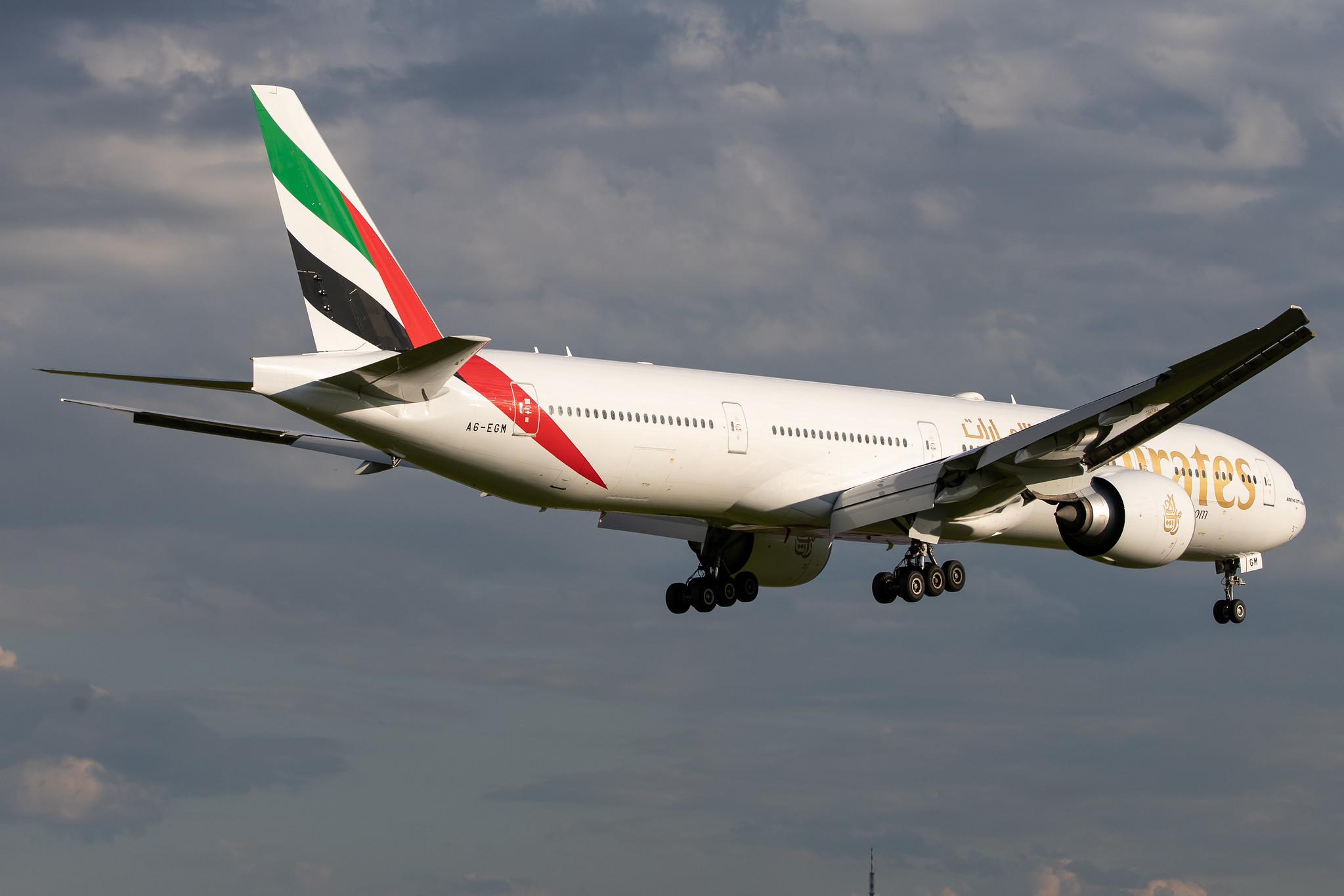 Hamburg Airport: Emirates (EK / UAE) |  Boeing 777-31H(ER) B77W | A6-EGM | MSN 41073