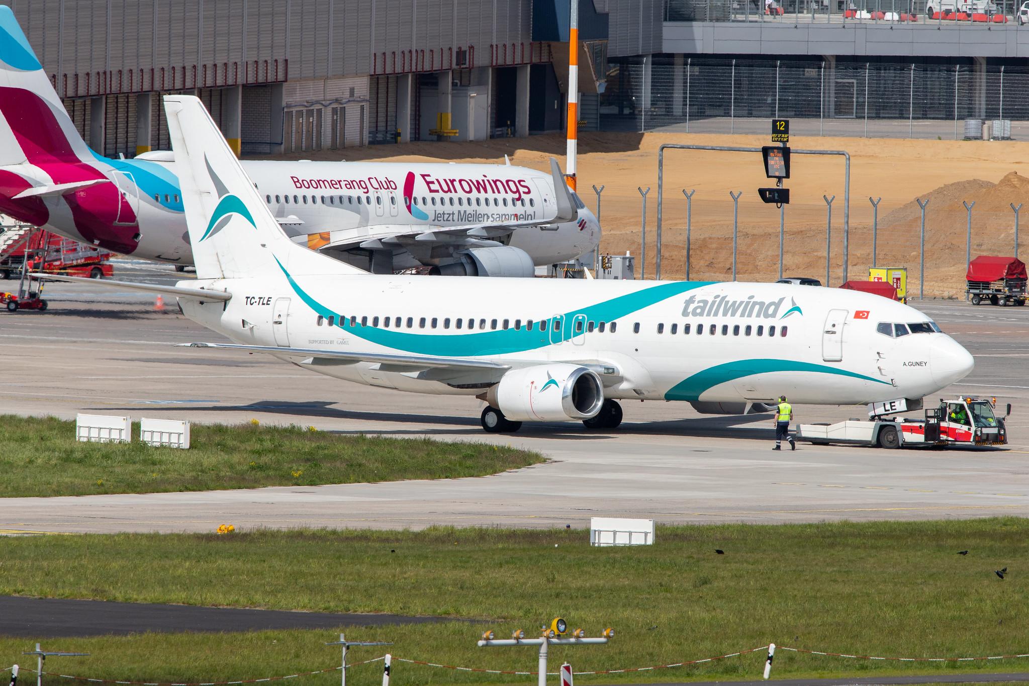 Hamburg Airport: Tailwind Airlines (TI / TWI) |  Boeing 737-4Q8 B734 | TC-TLE | MSN 27628